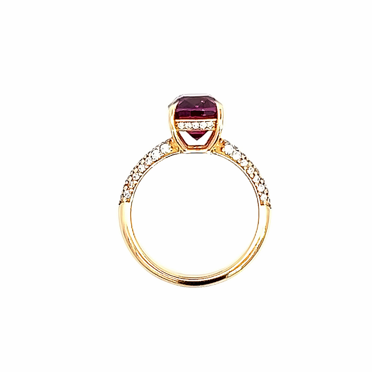 18 Carat Rose Gold Malay Garnet and Diamond Pave Set Ring