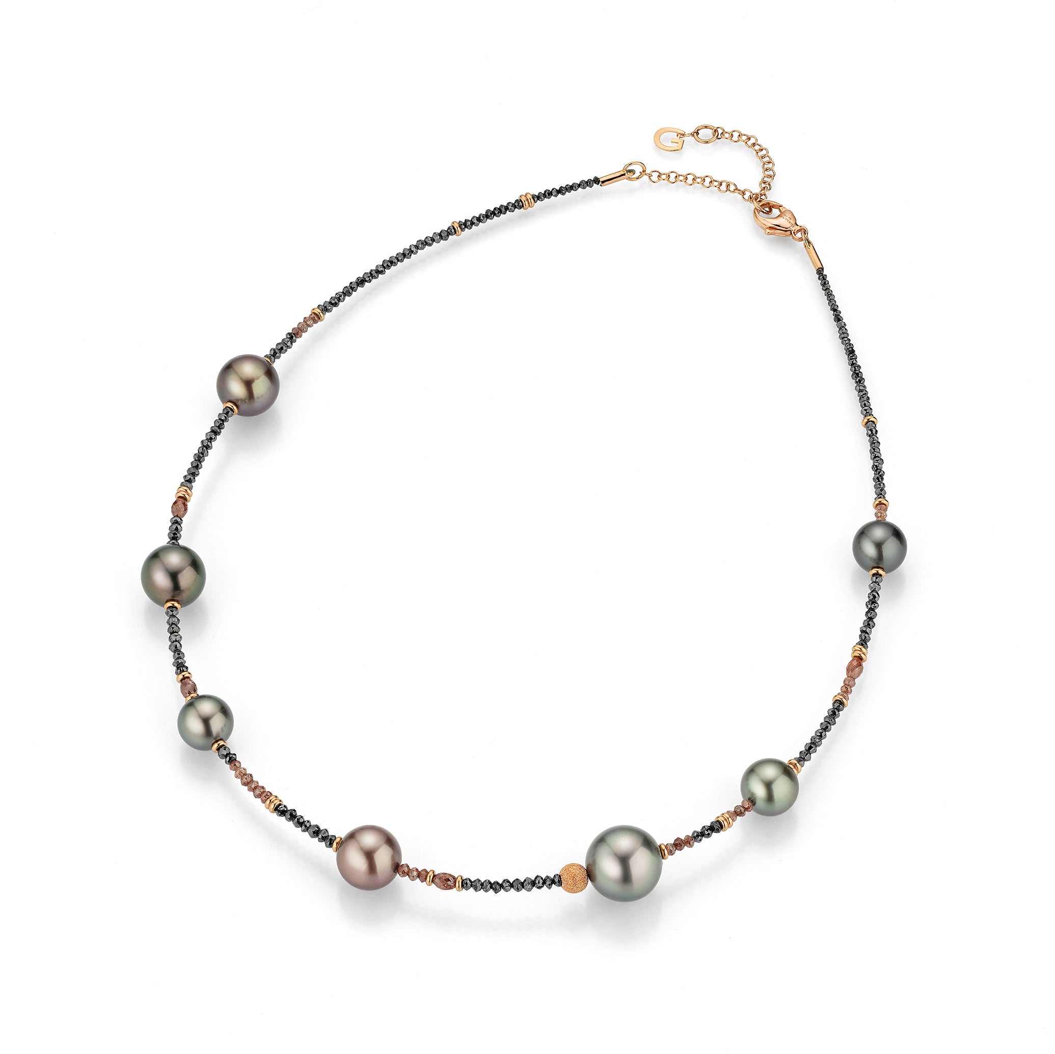 A Modern Tahitian Pearl and Diamond Bead Necklace