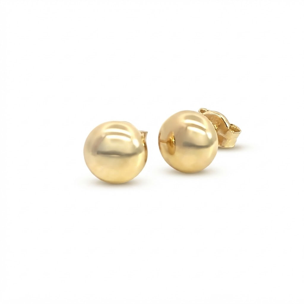 9 Carat Yellow Gold Round Cushion Studs