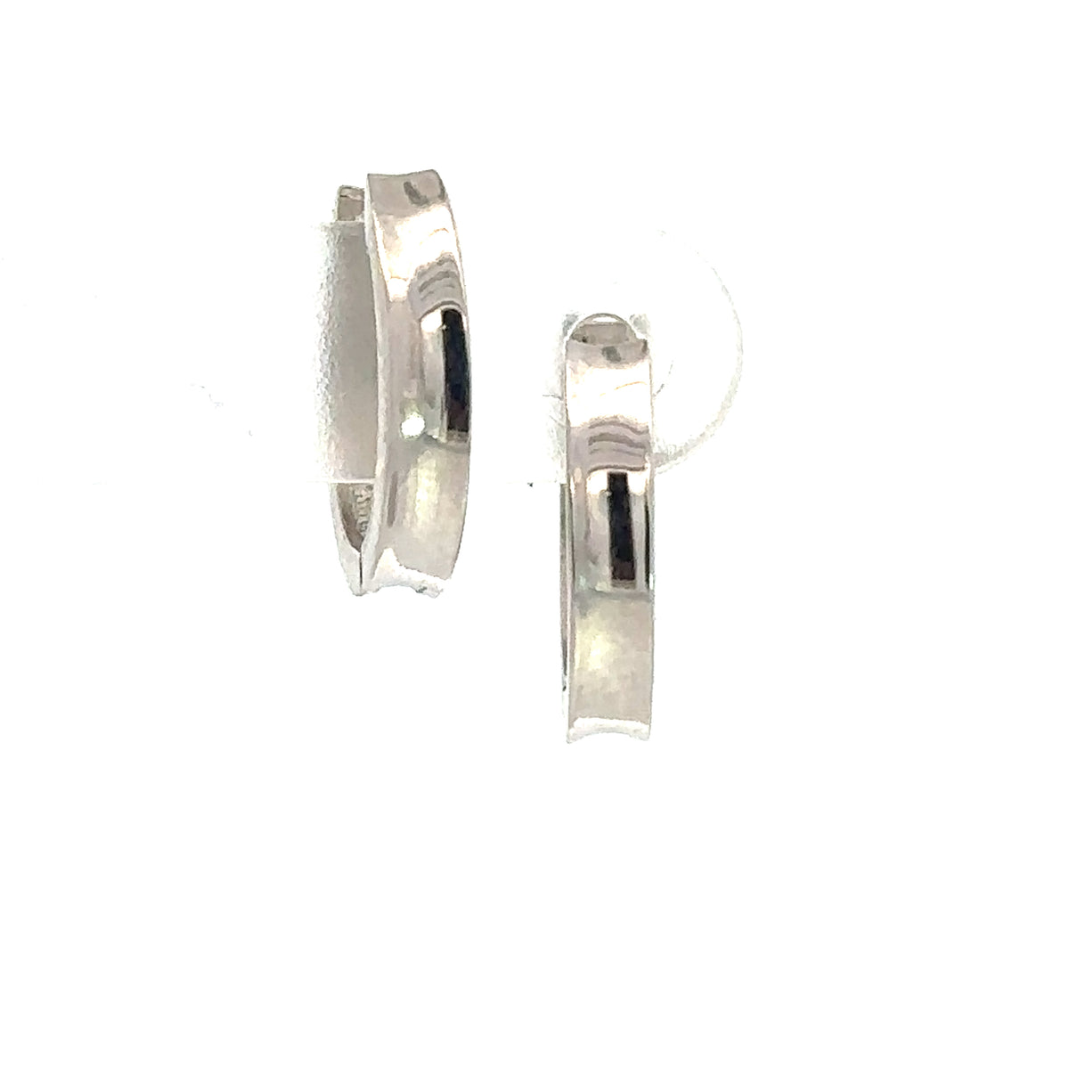 9 Carat White Gold Concave Hinge Hoops