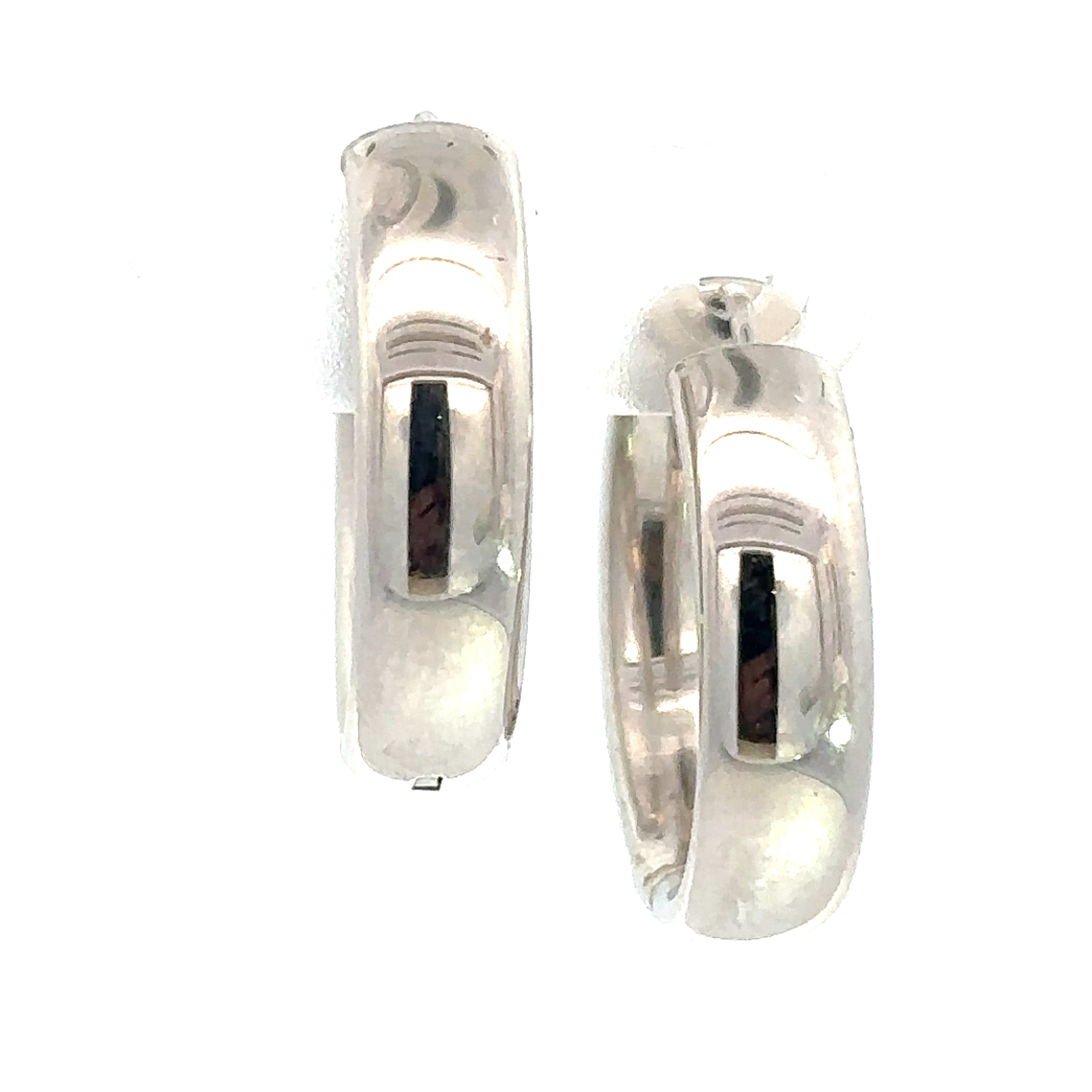 9 Carat White Gold Court Shaped hinged Hoops