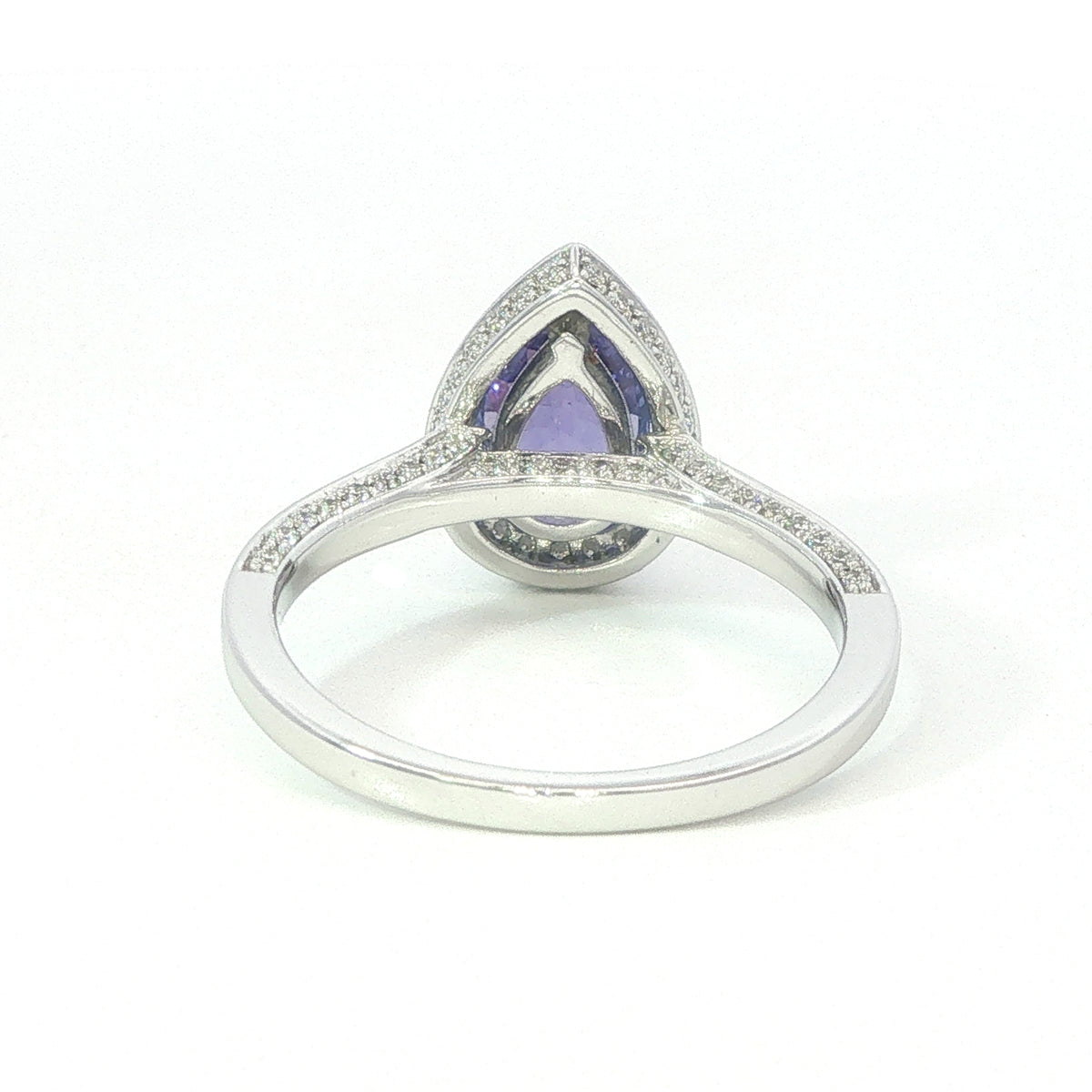 A 18 Carat White Gold and Tanzanite Pear Shaped Ring