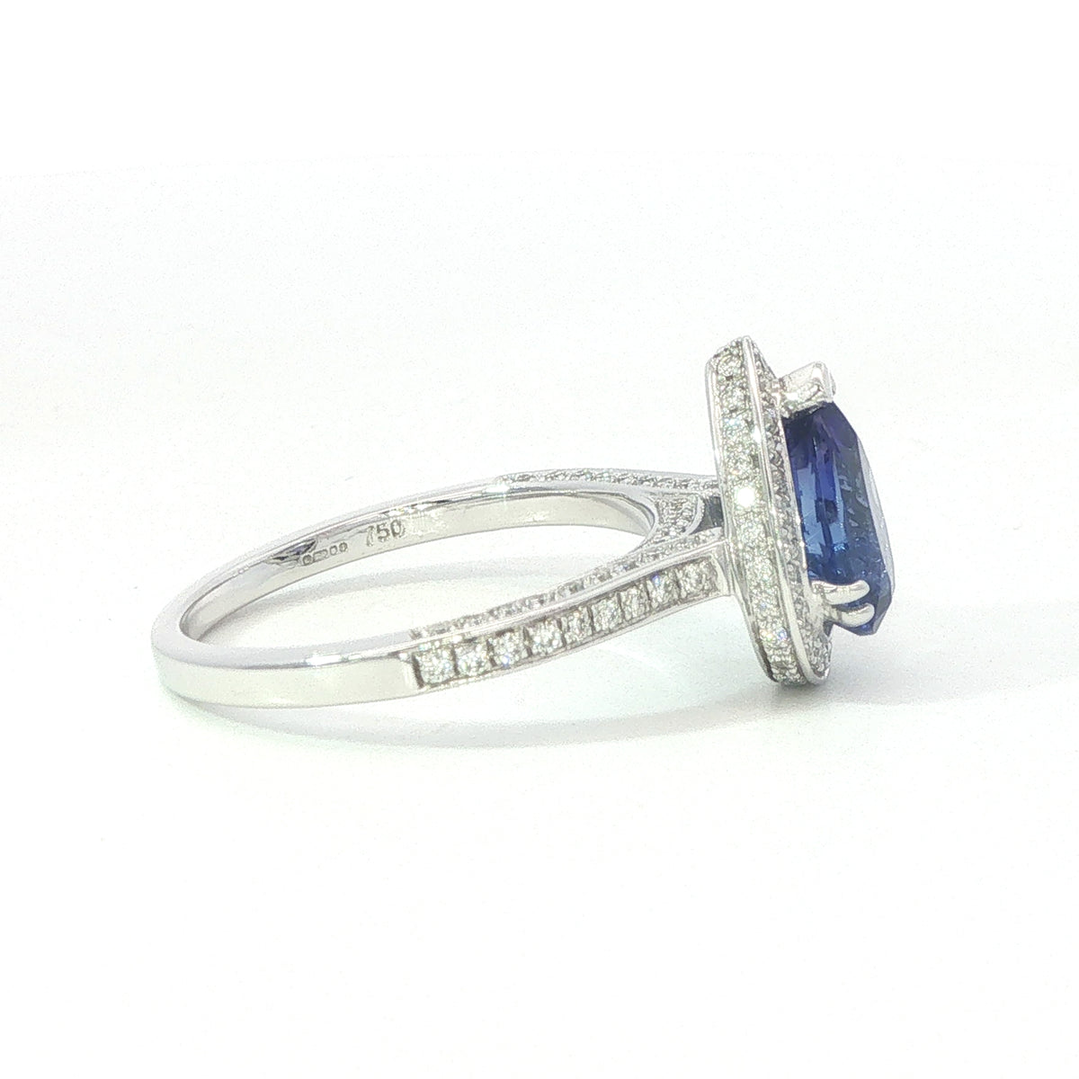 A 18 Carat White Gold and Tanzanite Pear Shaped Ring