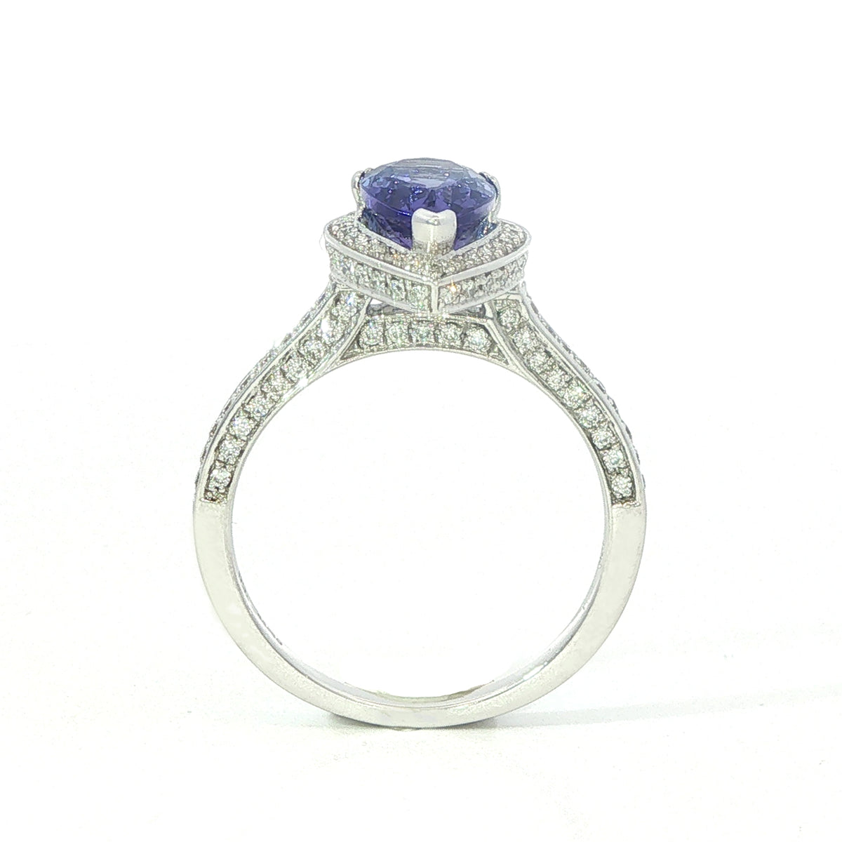 A 18 Carat White Gold and Tanzanite Pear Shaped Ring