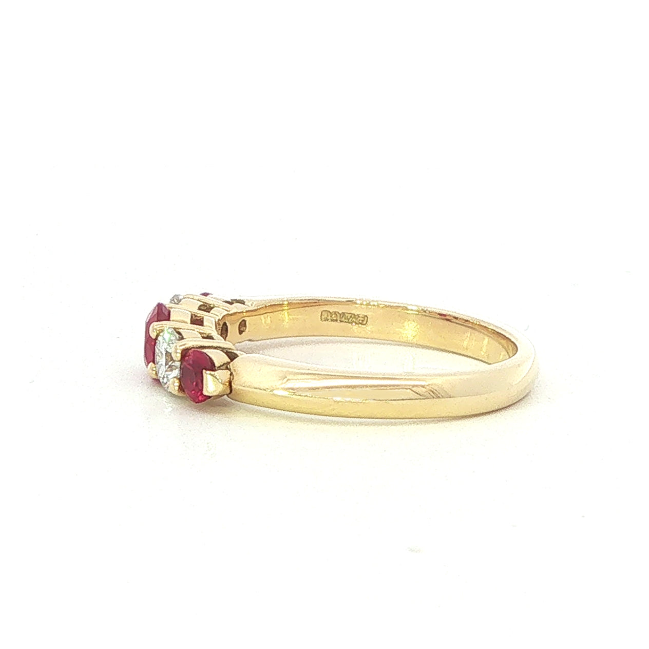 An 18 Carat Yellow Gold Five Stone Ruby and Diamond Ring
