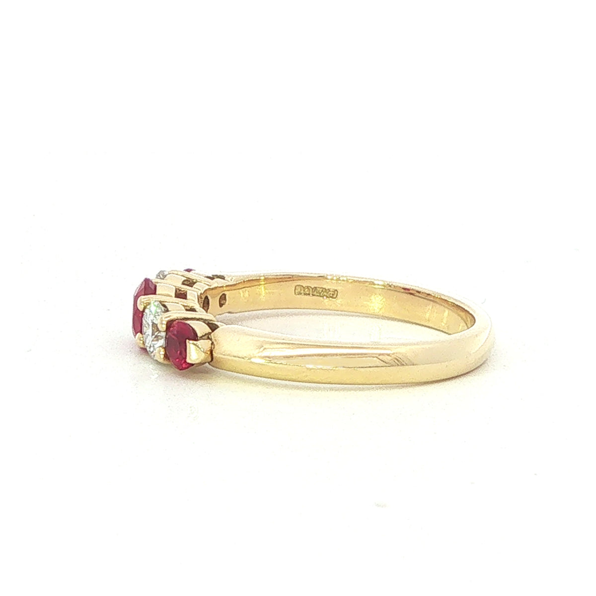 An 18 Carat Yellow Gold Five Stone Ruby and Diamond Ring
