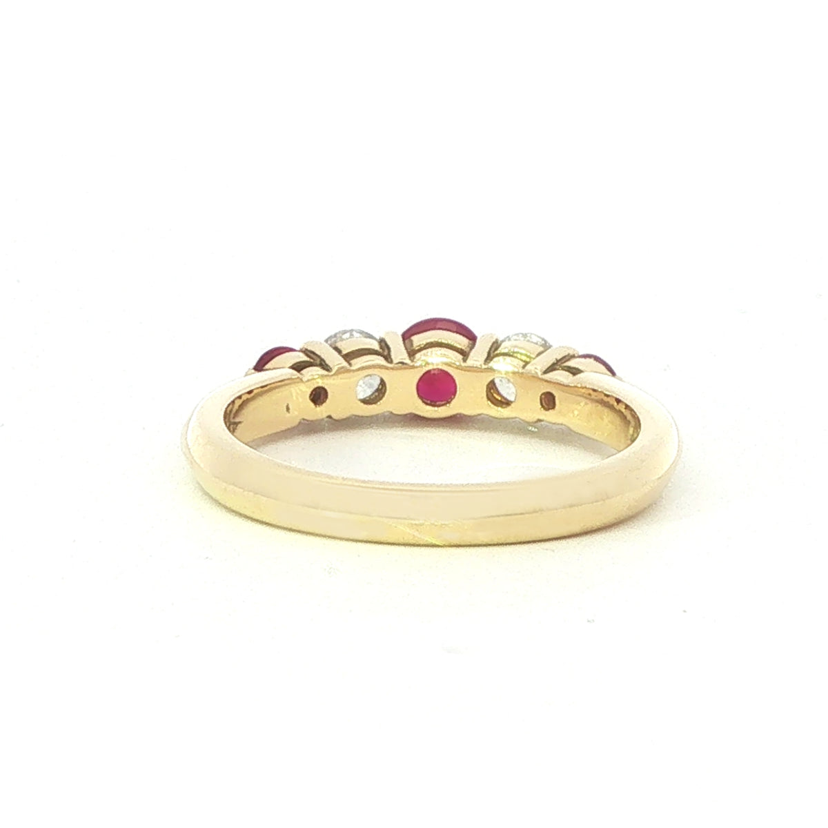 An 18 Carat Yellow Gold Five Stone Ruby and Diamond Ring