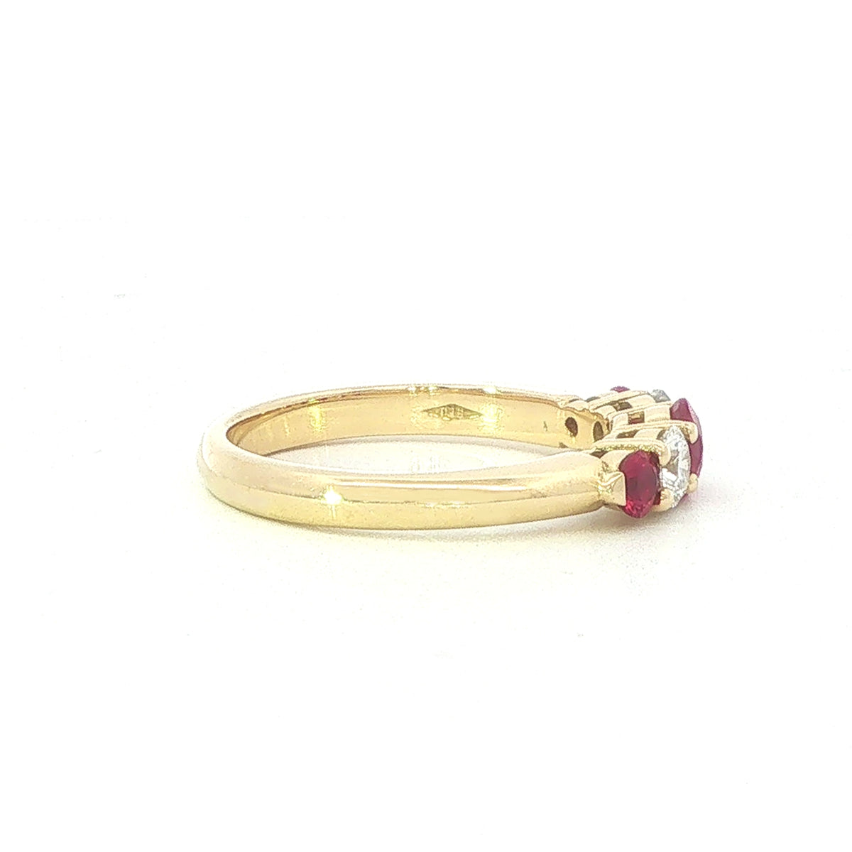 An 18 Carat Yellow Gold Five Stone Ruby and Diamond Ring