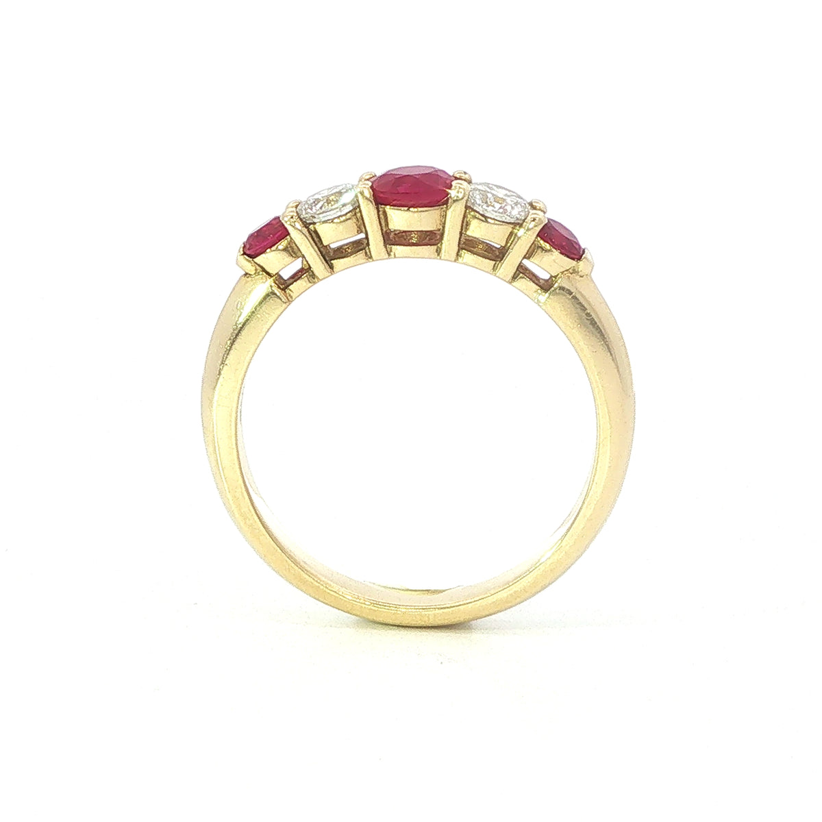 An 18 Carat Yellow Gold Five Stone Ruby and Diamond Ring