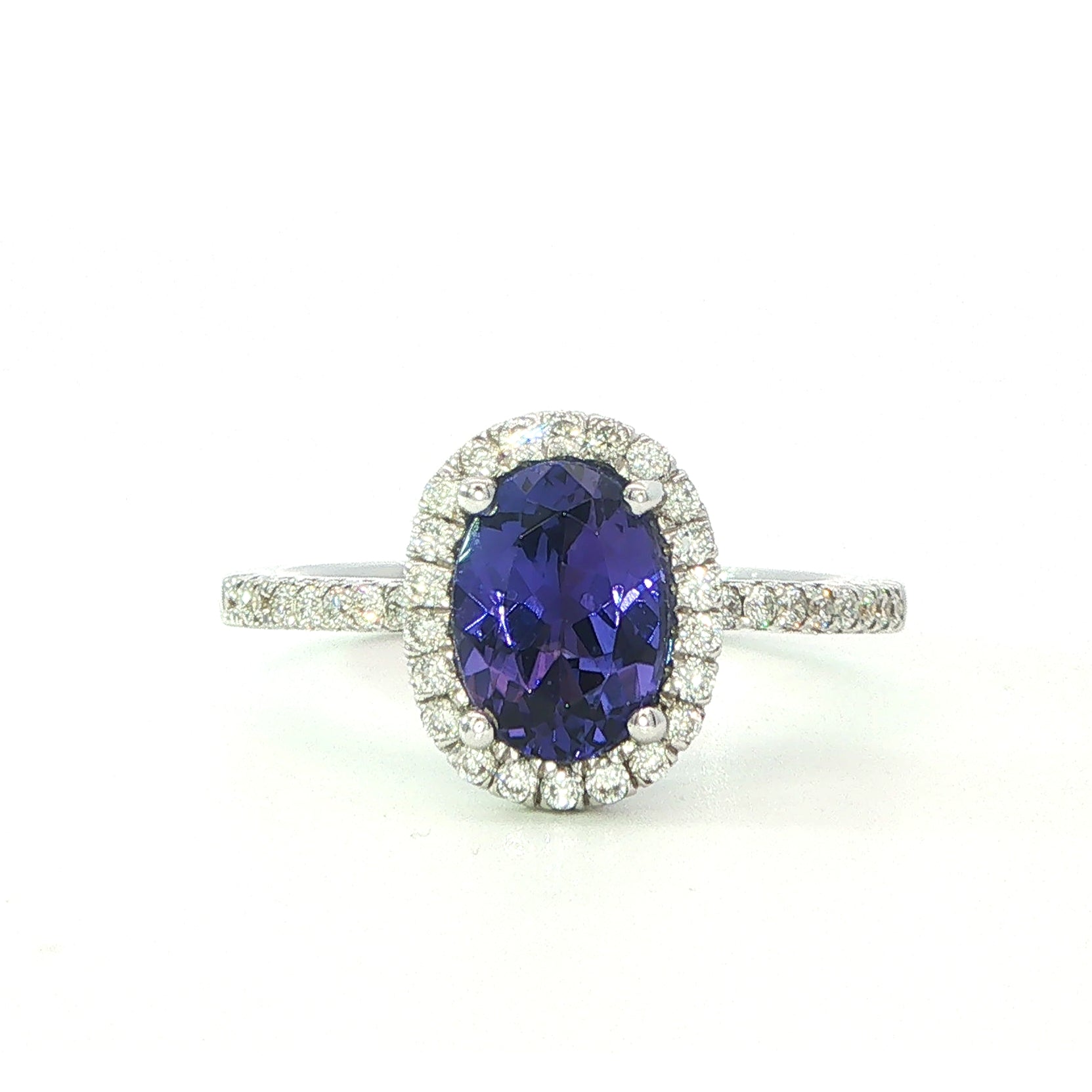 18 Carat White Gold Tanzanite and Diamond Ring