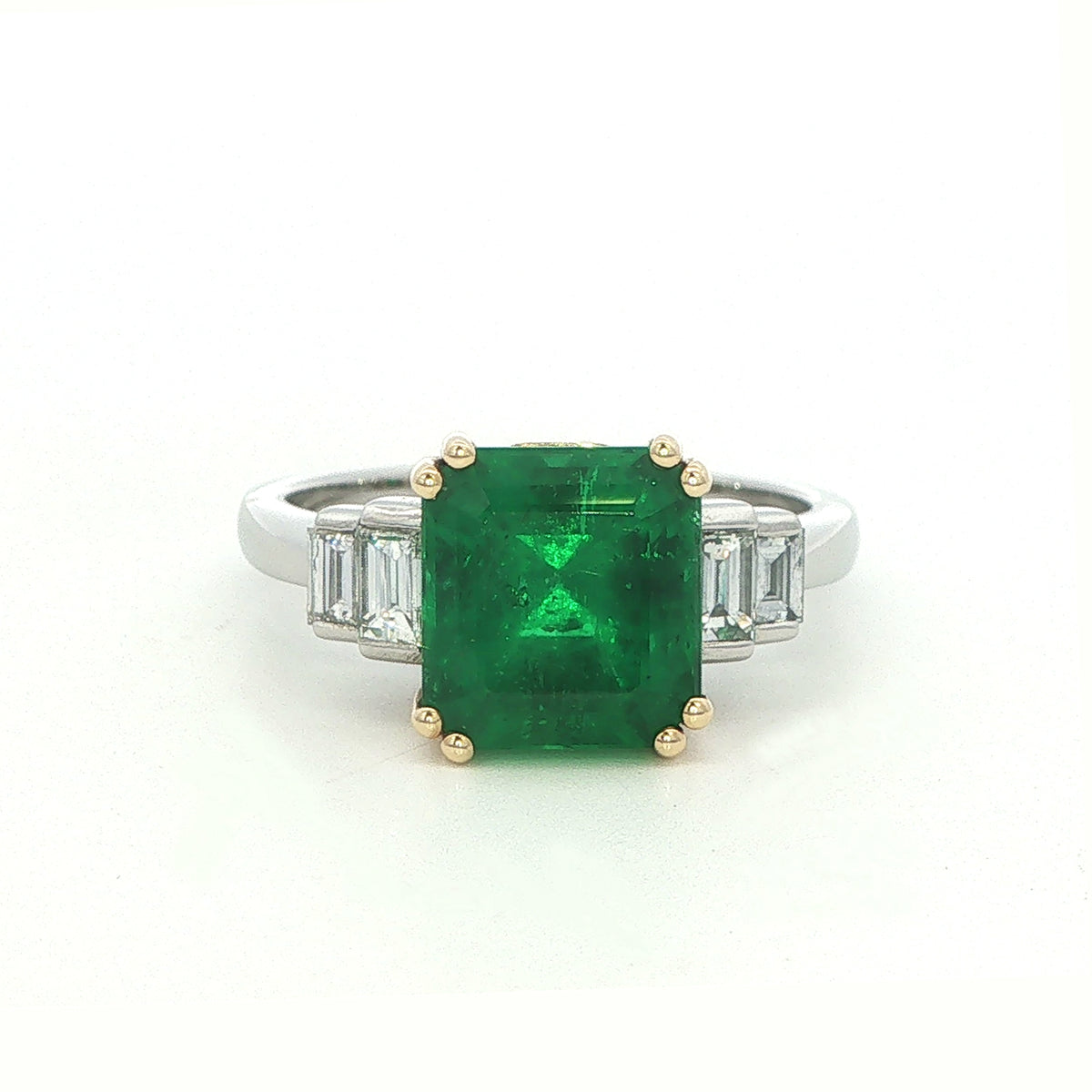 An Art Deco Style 2.80ct Emerald and Diamond Ring