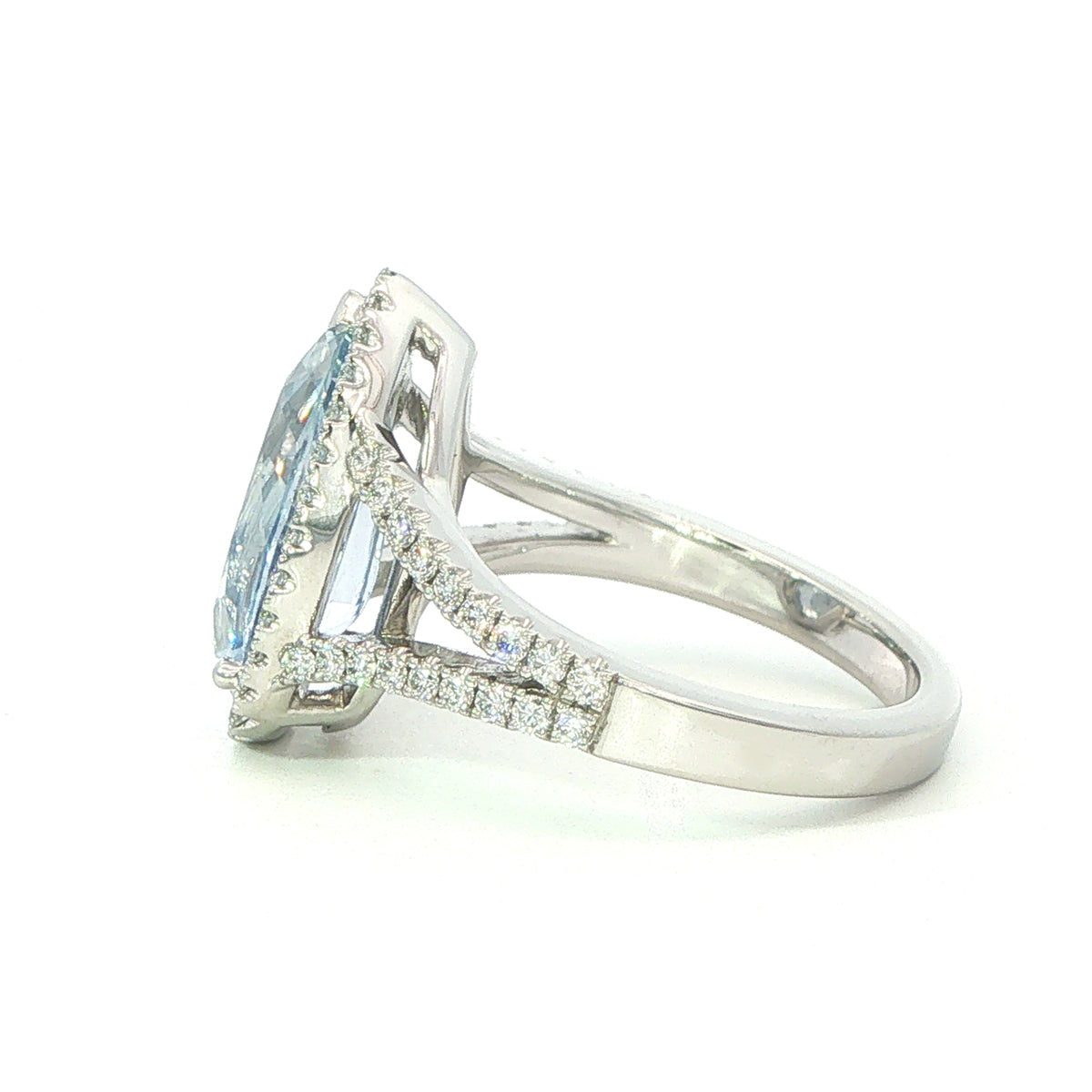 A Platinum  Sapphire and Diamond Pear Shape Ring