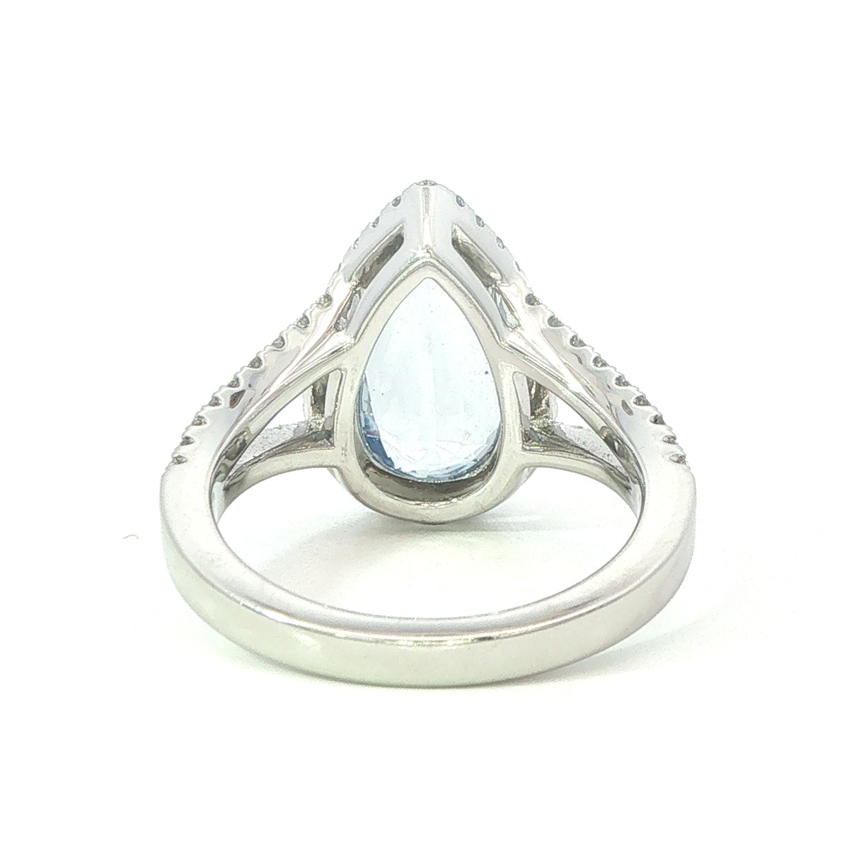 A Platinum  Sapphire and Diamond Pear Shape Ring
