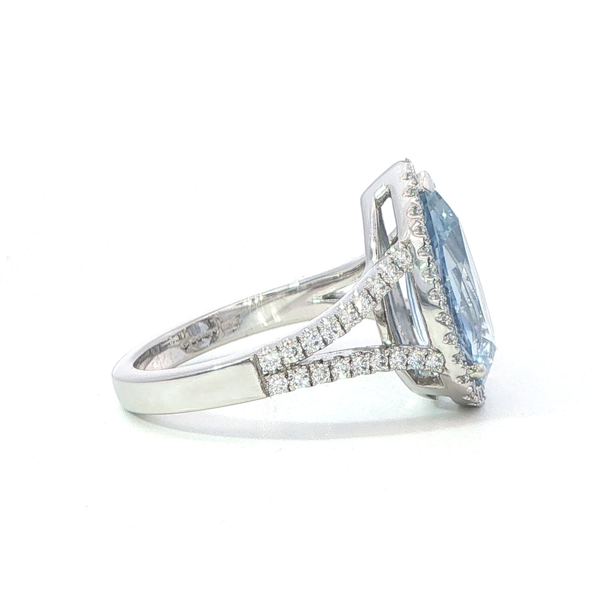 A Platinum  Sapphire and Diamond Pear Shape Ring