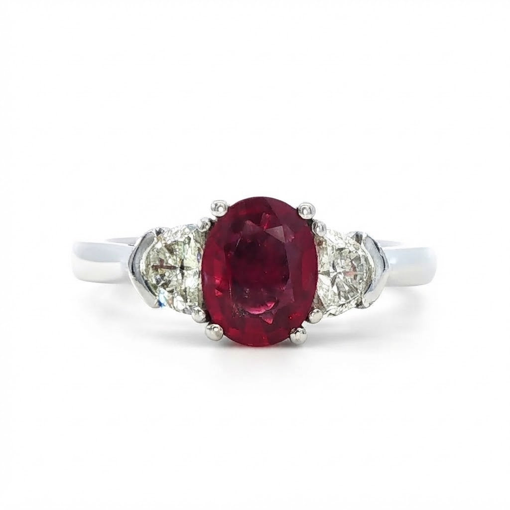 A Platinum Ruby and Diamond Ring