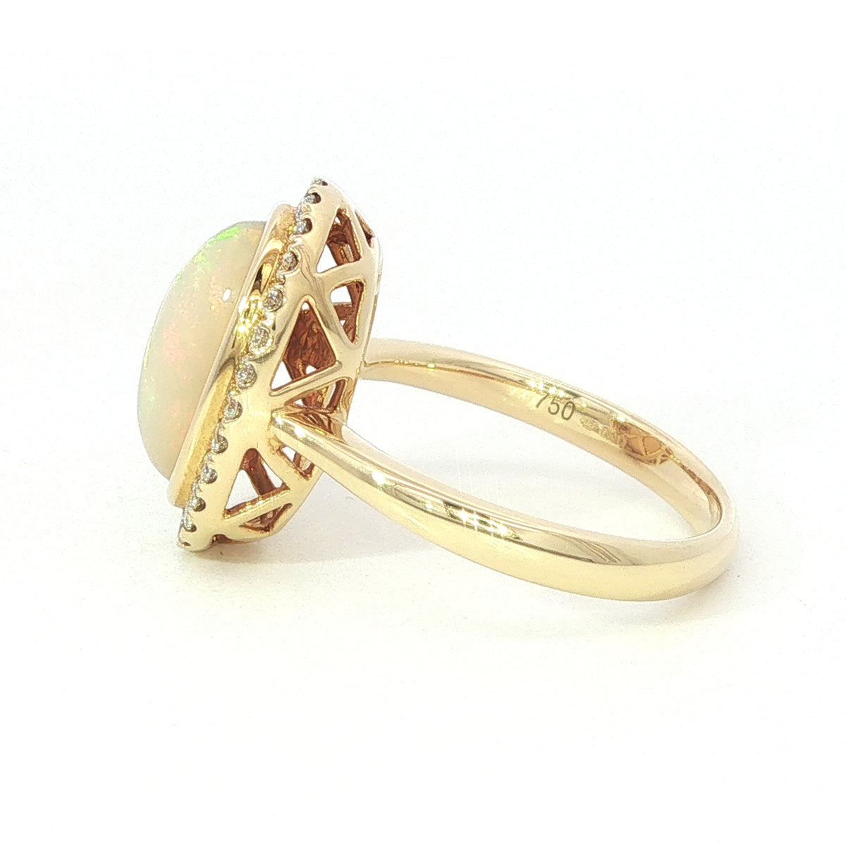 An 18 Carat Yellow Gold Opal and Diamond Dress Ring