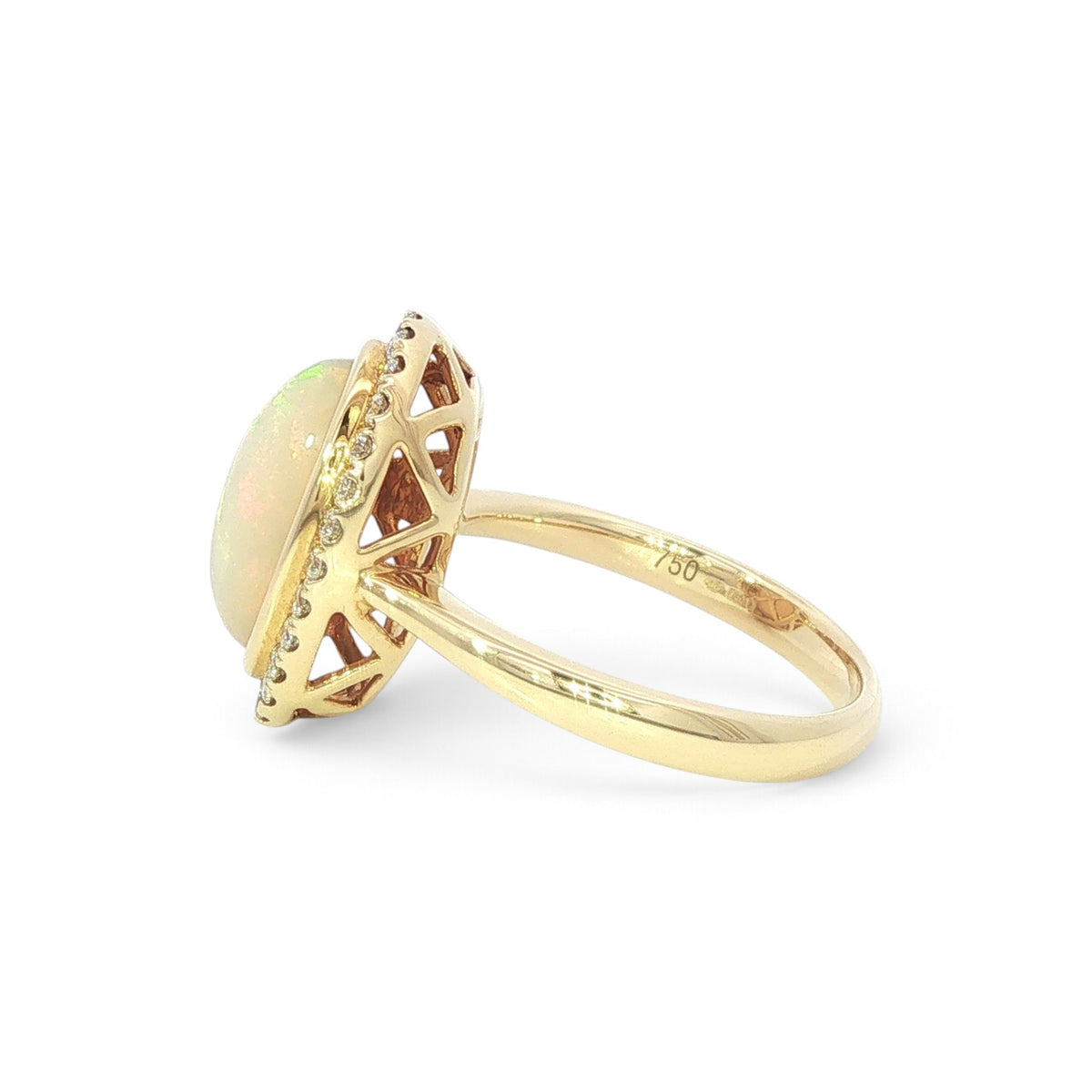 An 18 Carat Yellow Gold Opal and Diamond Dress Ring