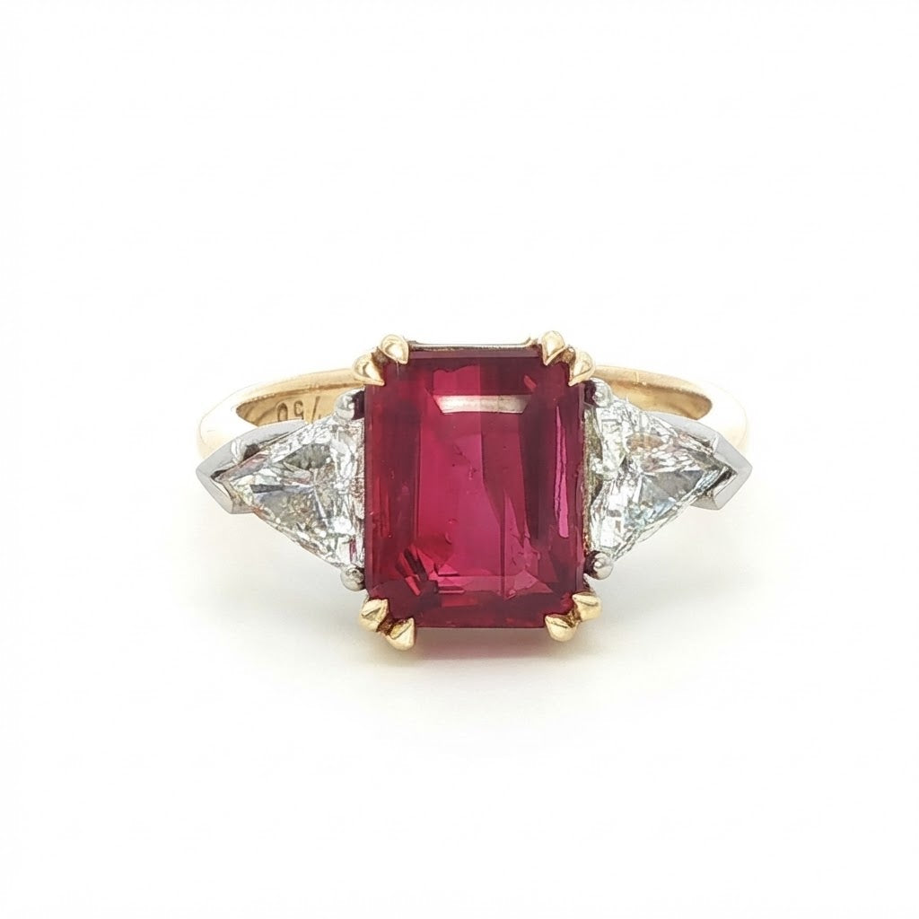 An 18 Carat Yellow and White Gold Ruby and Diamond Ring