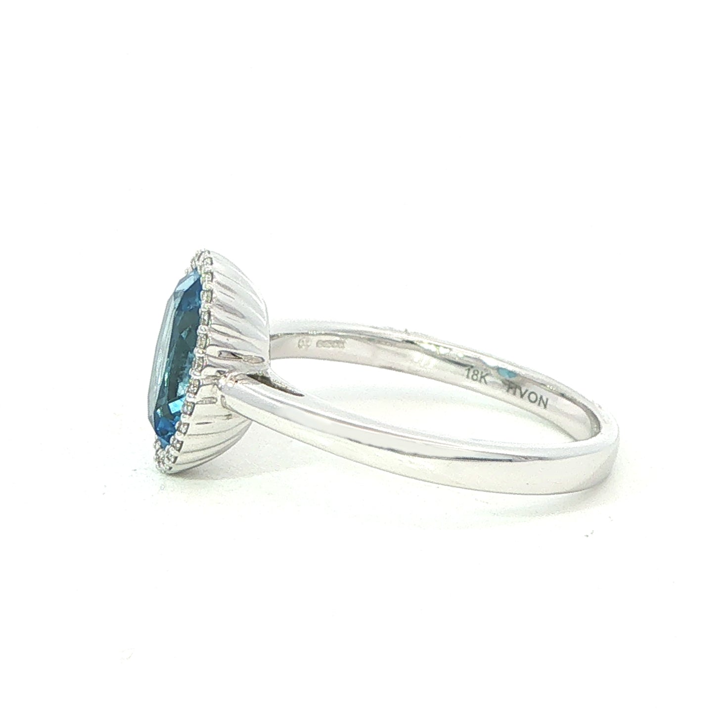 Blue Topaz and Diamond Ring in 18 Carat White Gold
