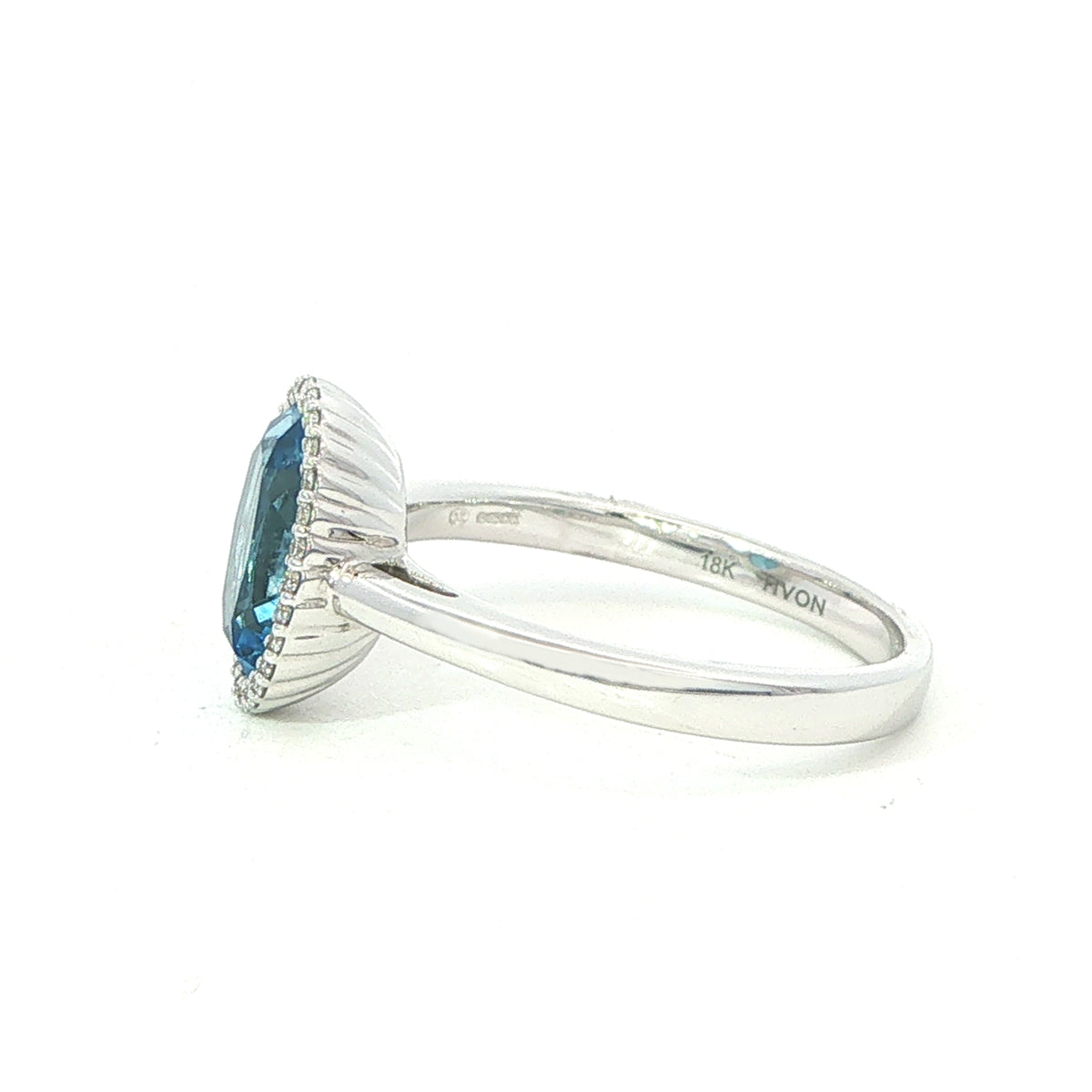 Blue Topaz and Diamond Ring in 18 Carat White Gold