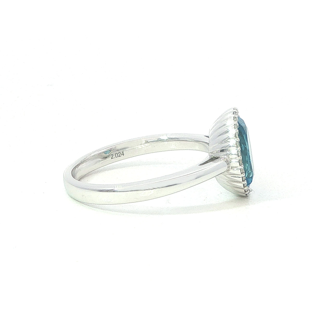 Blue Topaz and Diamond Ring in 18 Carat White Gold