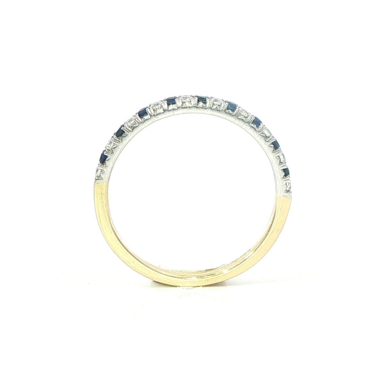 A 18 Carat Yellow and White Gold Sapphire and Diamond Half Eternity Style Ring