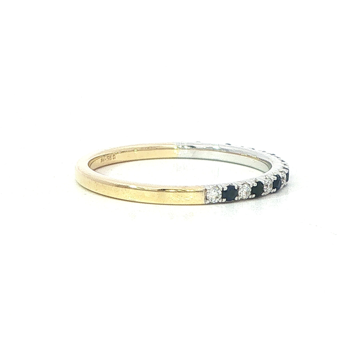 A 18 Carat Yellow and White Gold Sapphire and Diamond Half Eternity Style Ring