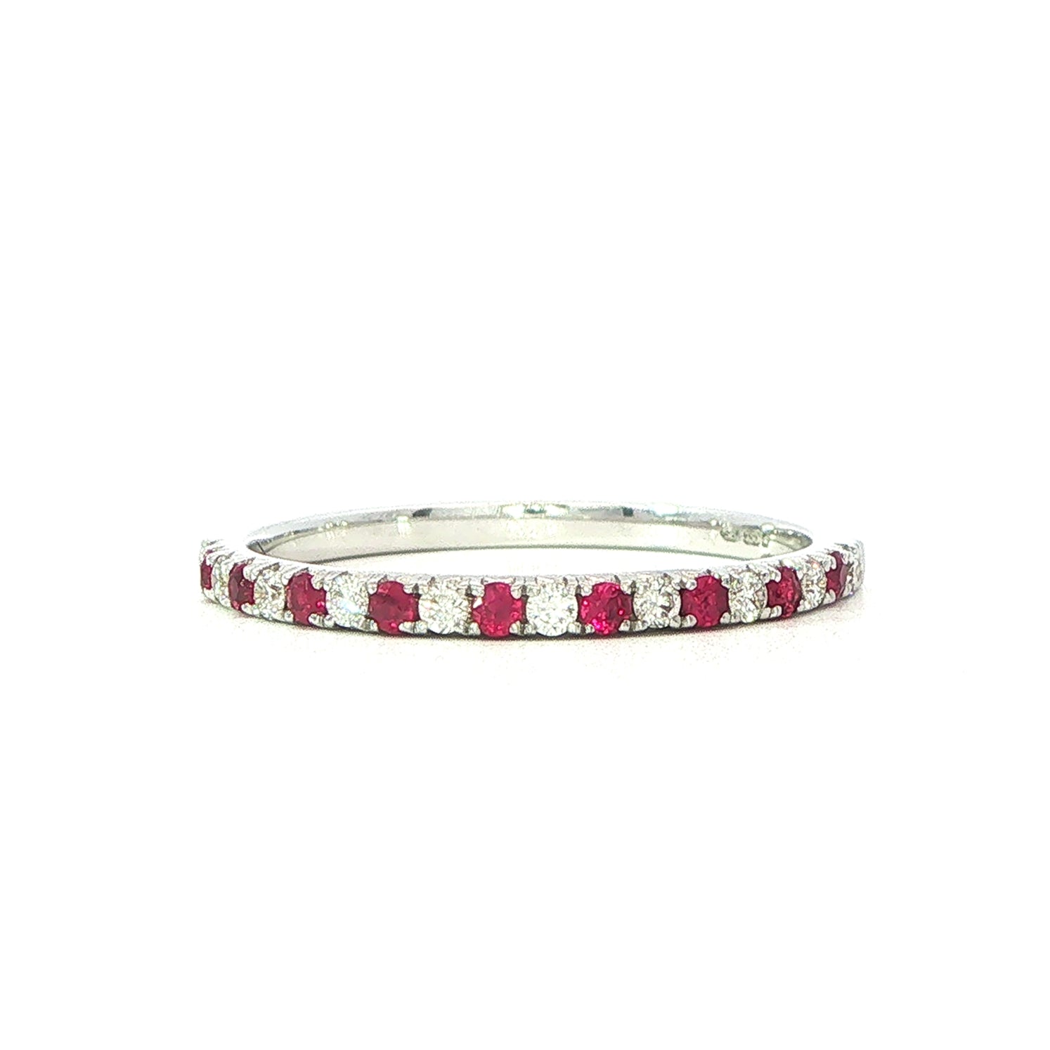 Ultra Fine Modern Ruby and Diamond Half Eternity Ring