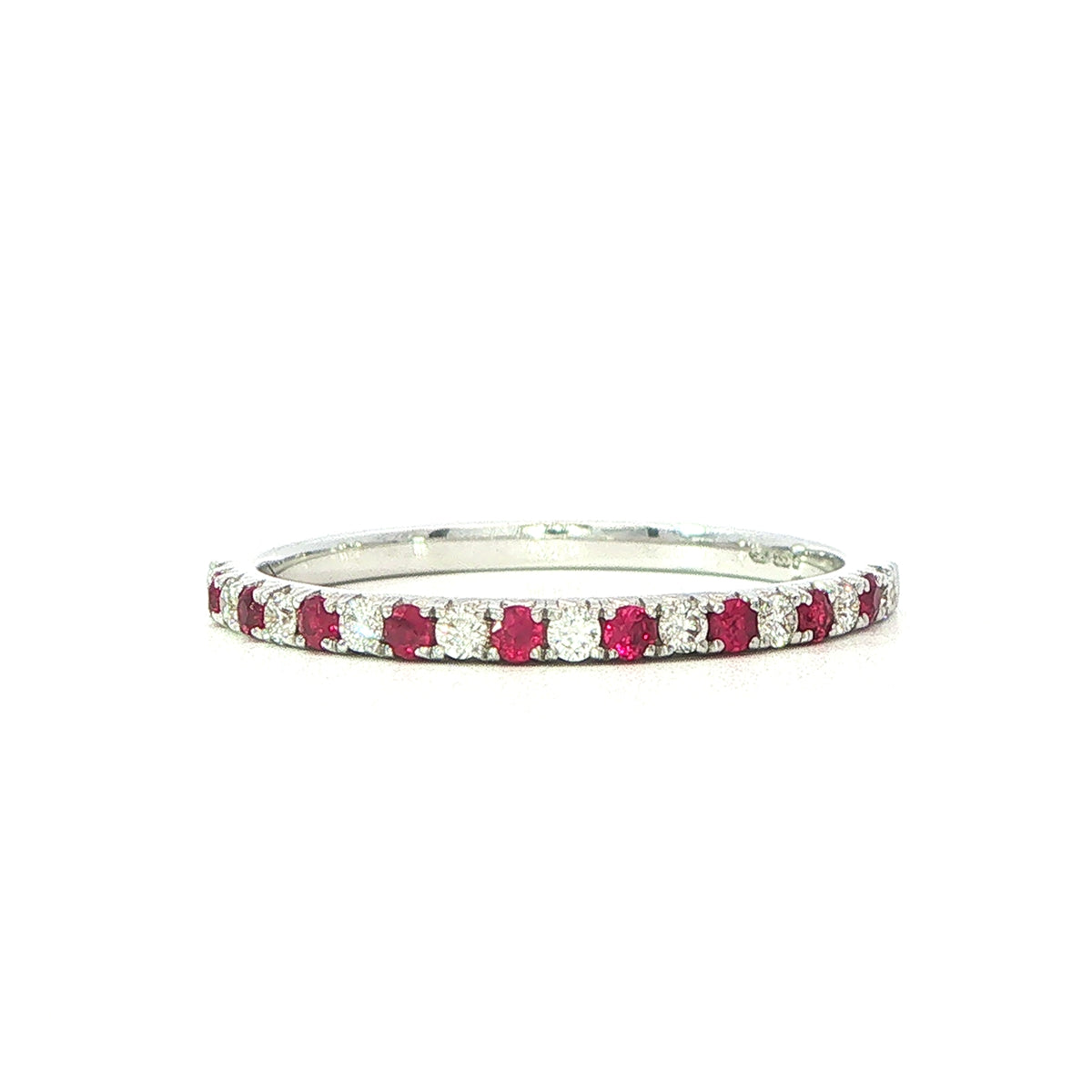 Ultra Fine Modern Ruby and Diamond Half Eternity Ring