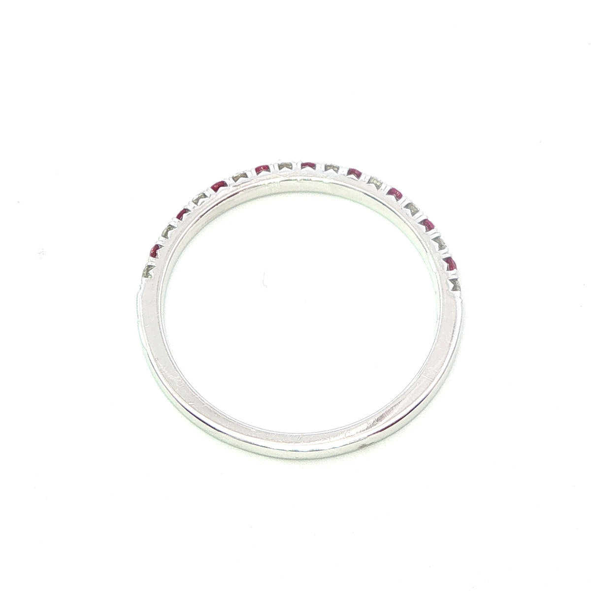 Ultra Fine Modern Ruby and Diamond Half Eternity Ring