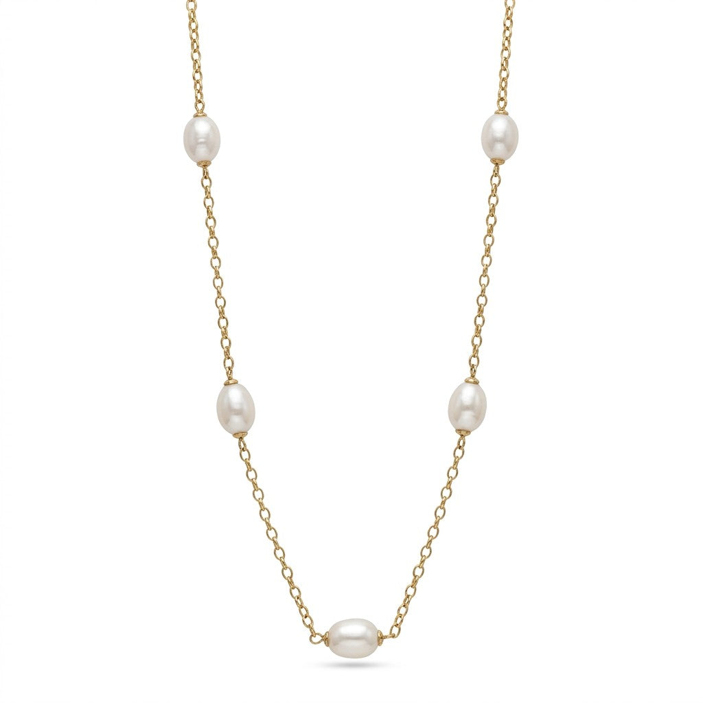 9 Carat Yellow Gold Chain & Fresh Water Pearl Necklace