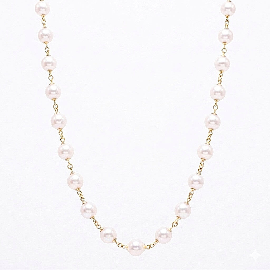 9 Carat Yellow Gold Cultured Pearl Necklace