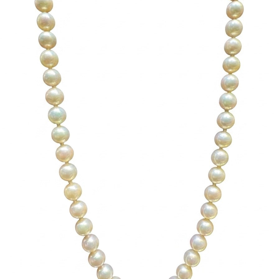 A Strand of 14 Carat White Gold 6mm Cultured Pearls