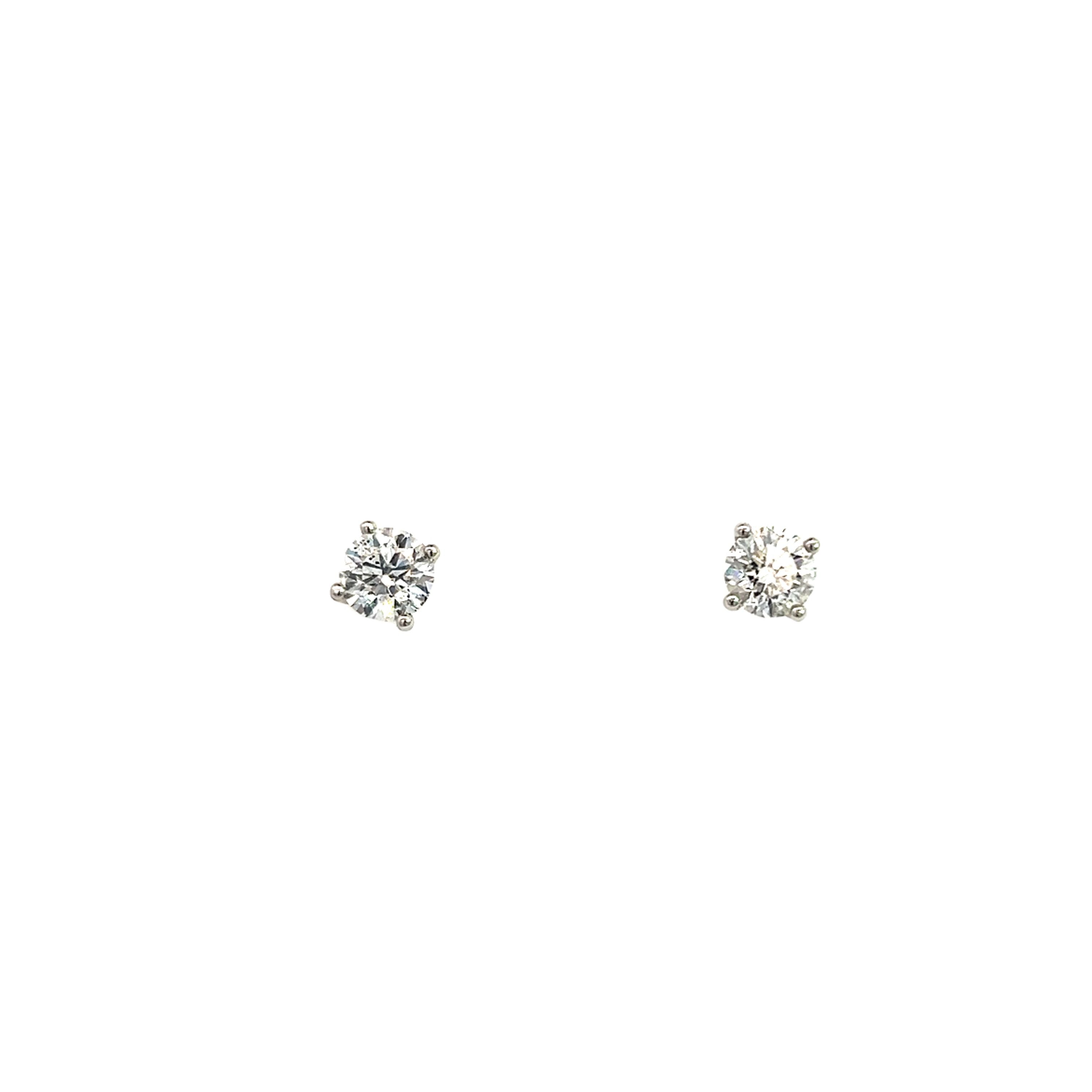 Platinum and Diamond Single Stone Studs 1.75 Carats H/I Si
