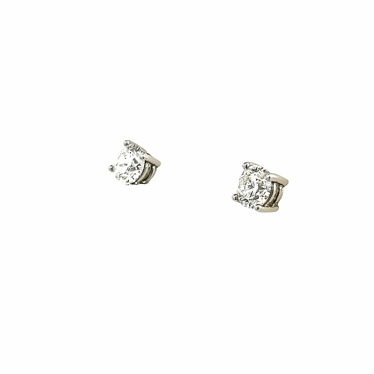 Platinum and Diamond Single Stone Studs 1.75 Carats H/I Si