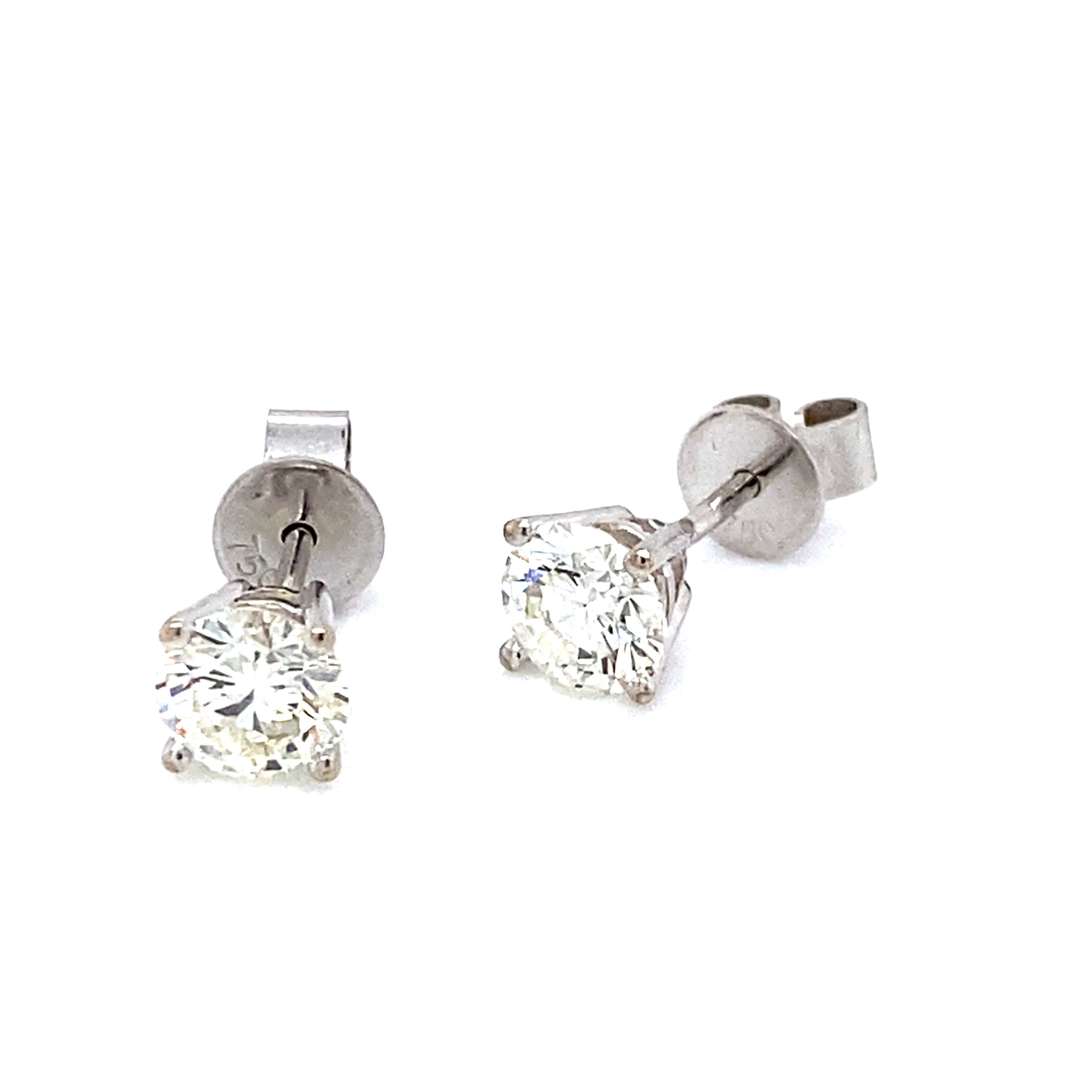 Platinum and Diamond Single Stone Studs 1.75 Carats H/I Si
