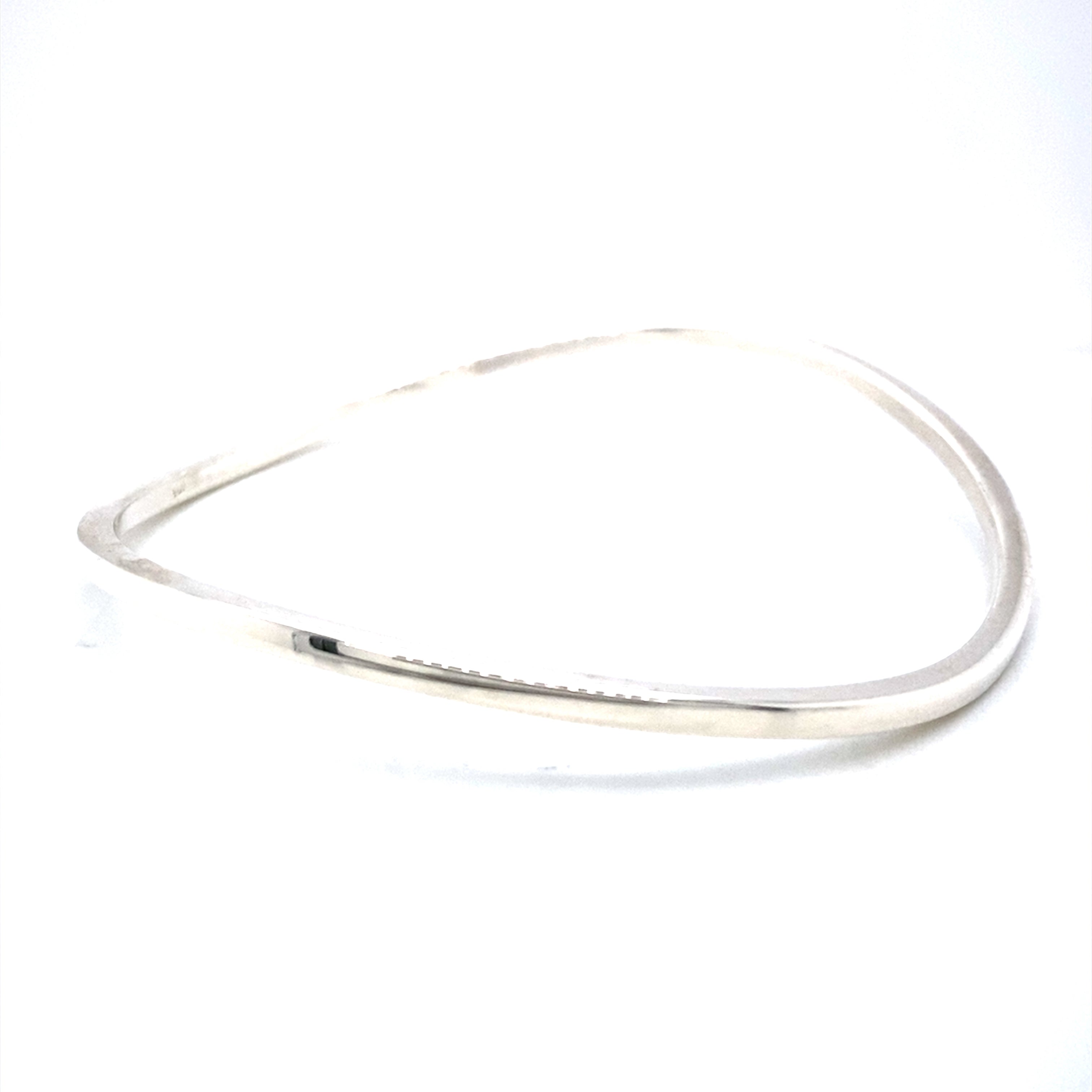 Silver Thin Curved Band Bangle