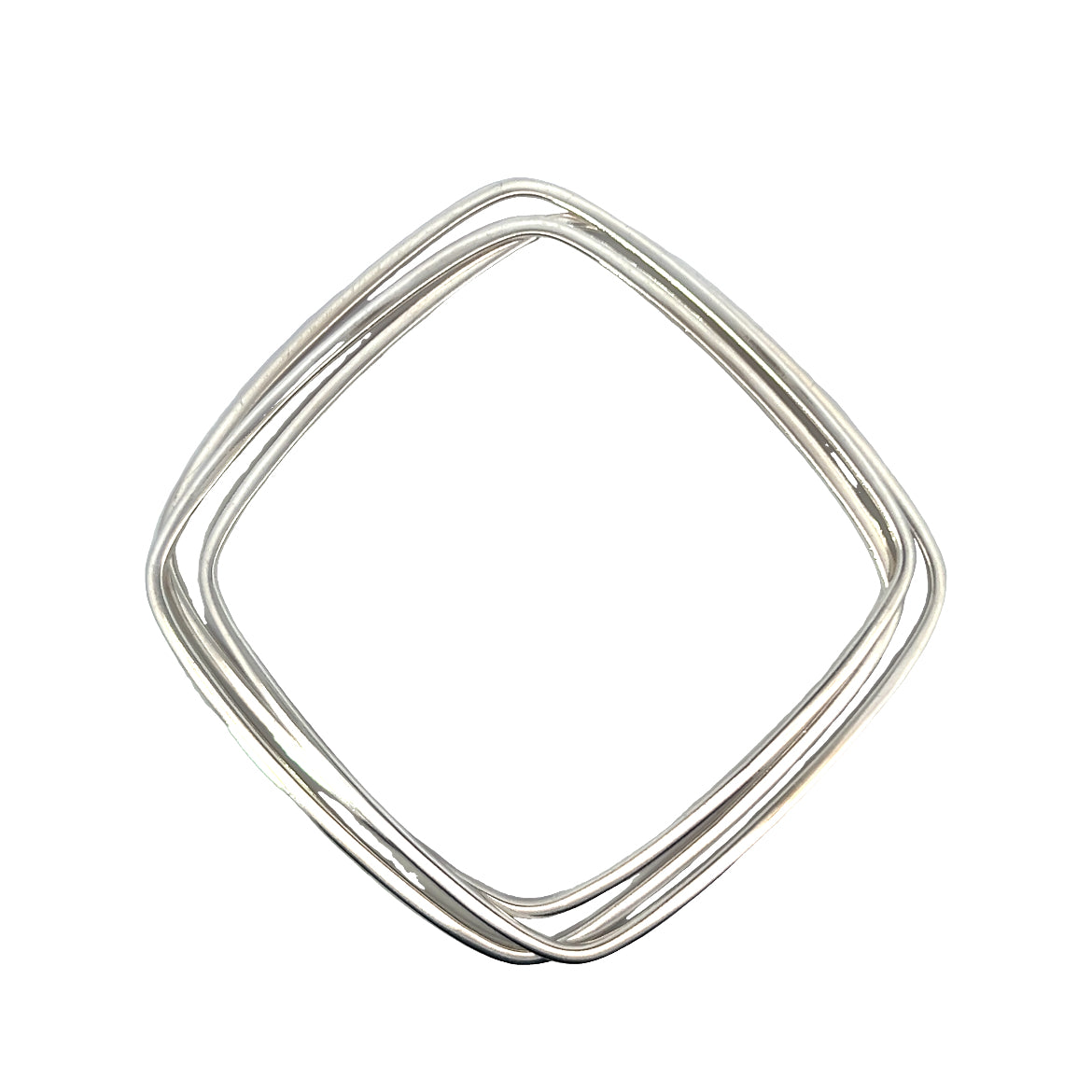 Square Tripple Russian Wedding Style Silver Bangle