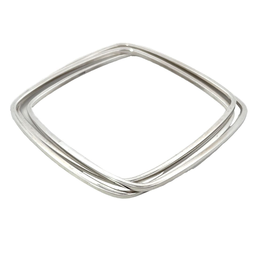 Square Tripple Russian Wedding Style Silver Bangle