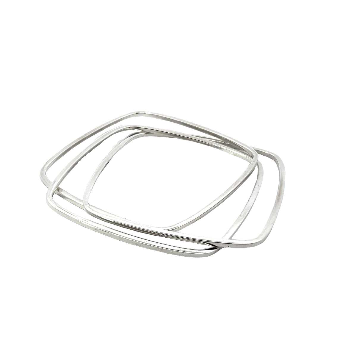 Square Tripple Russian Wedding Style Silver Bangle