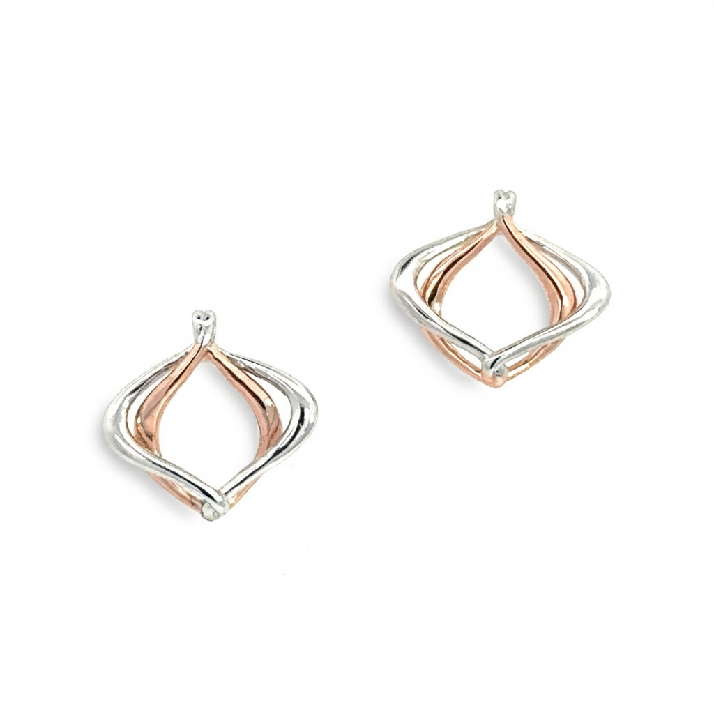Silver and Rose Gold Plate Entwined Studs
