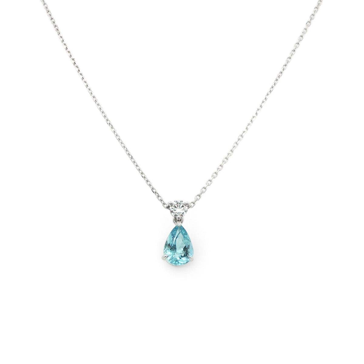 18 Carat White Gold Aquamarine and Diamond Pendant