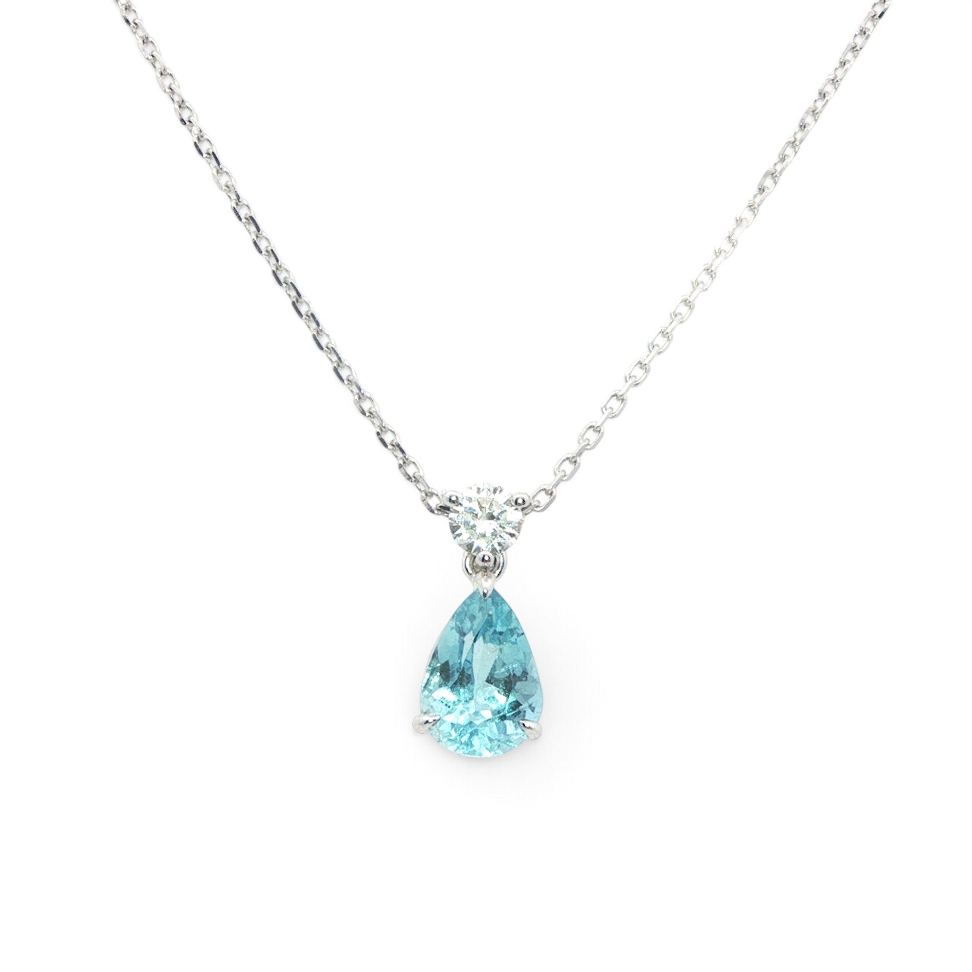 18 Carat White Gold Aquamarine and Diamond Pendant