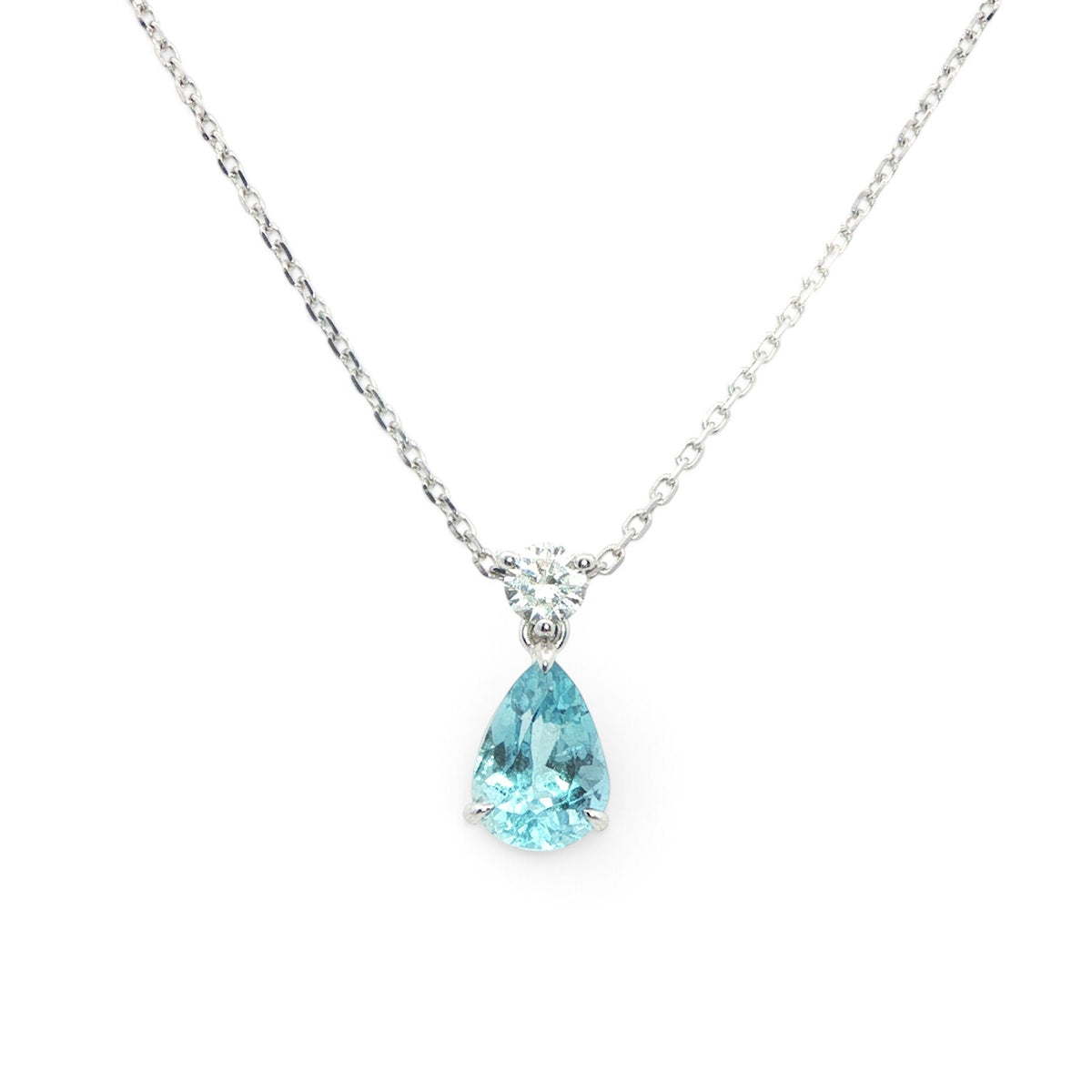 18 Carat White Gold Aquamarine and Diamond Pendant