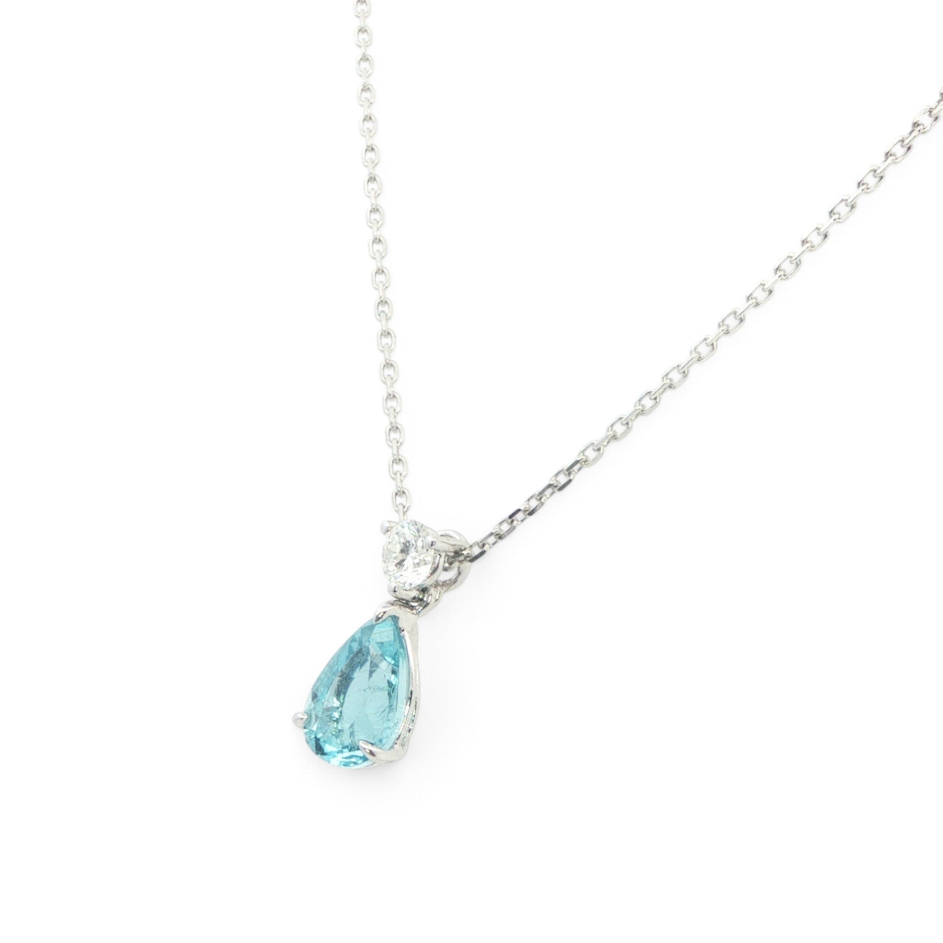 18 Carat White Gold Aquamarine and Diamond Pendant