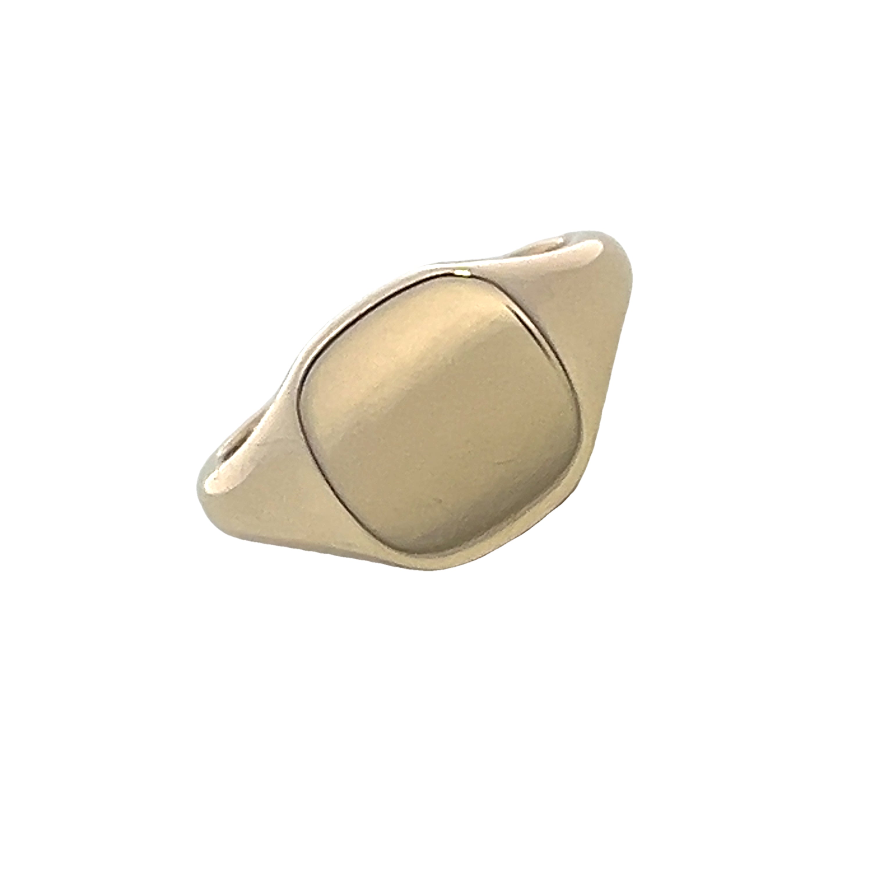 Cushion Shape Heavy 9 Carat Yellow Gold Signet Ring  12 x 10 mm