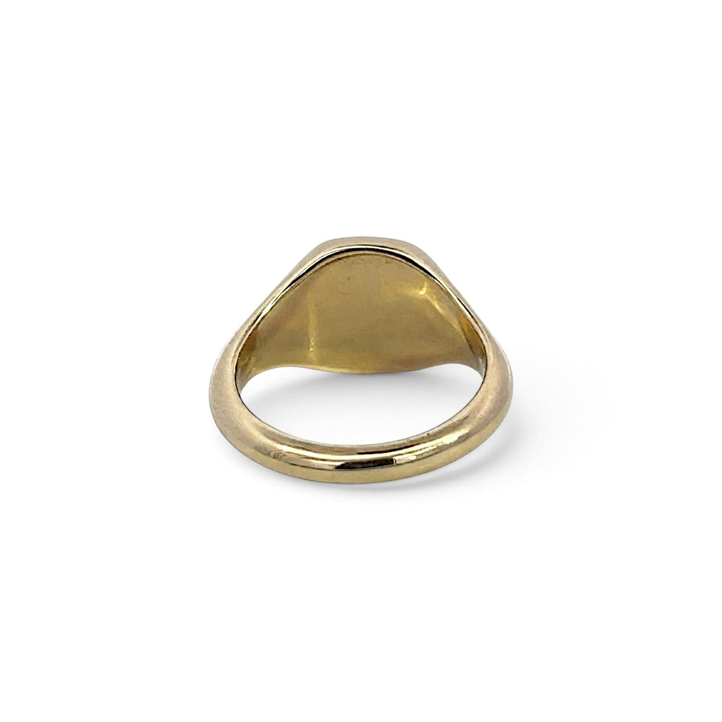 Cushion Shape Heavy 9 Carat Yellow Gold Signet Ring  12 x 10 mm