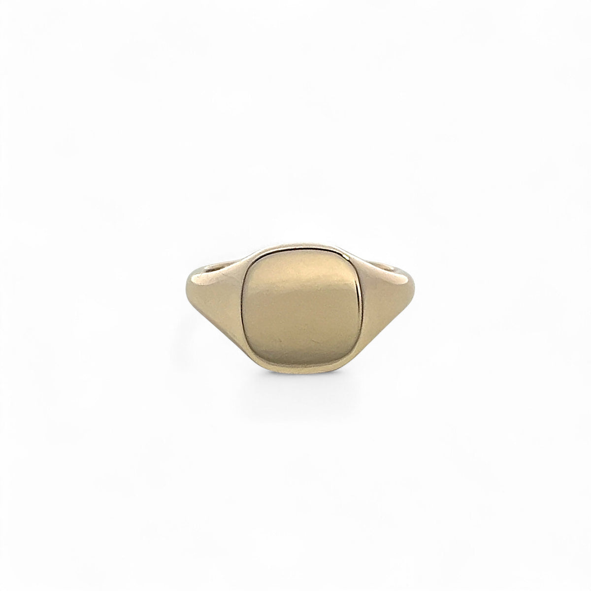 Cushion Shape Heavy 9 Carat Yellow Gold Signet Ring  12 x 10 mm