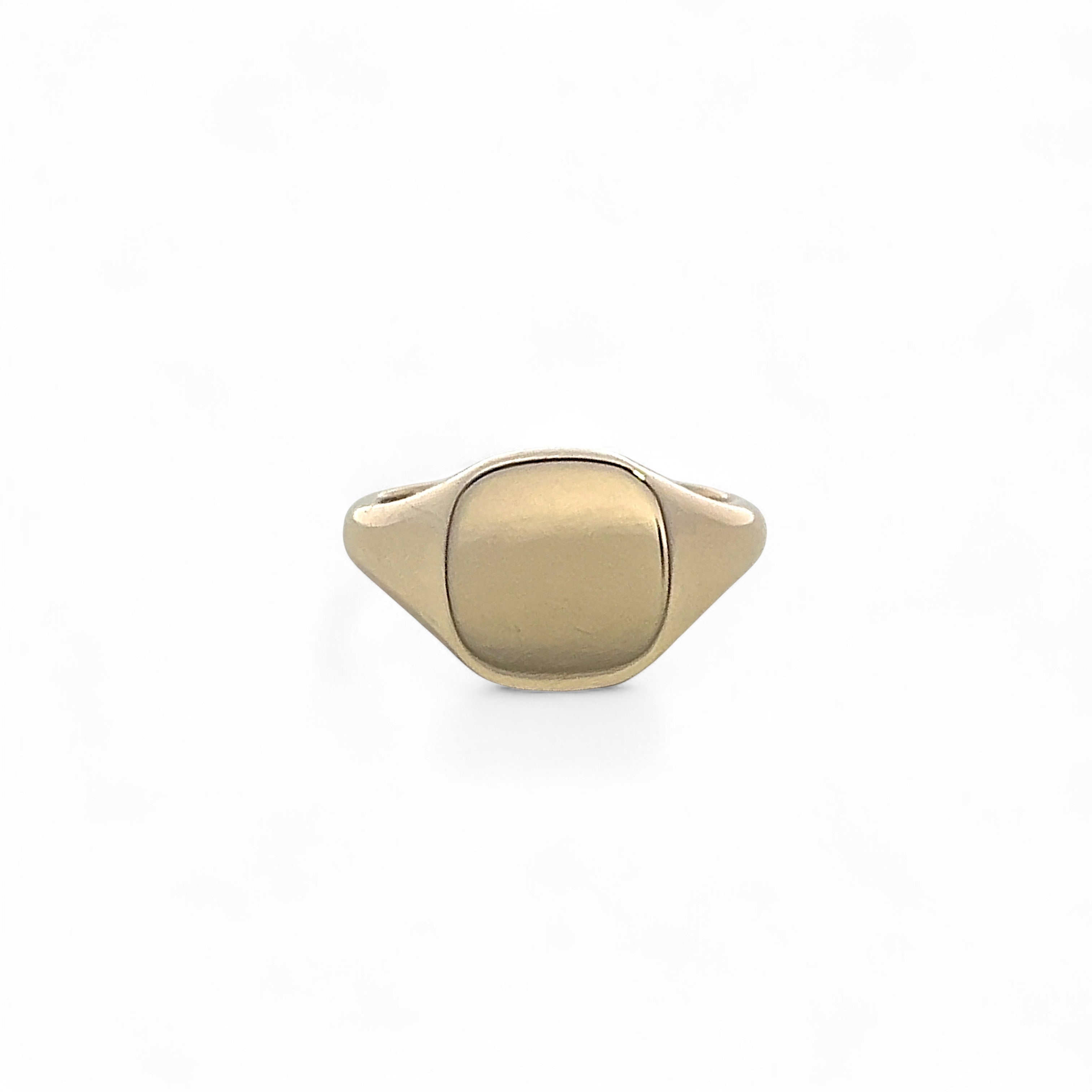Cushion Shape Heavy 9 Carat Yellow Gold Signet Ring  12 x 10 mm