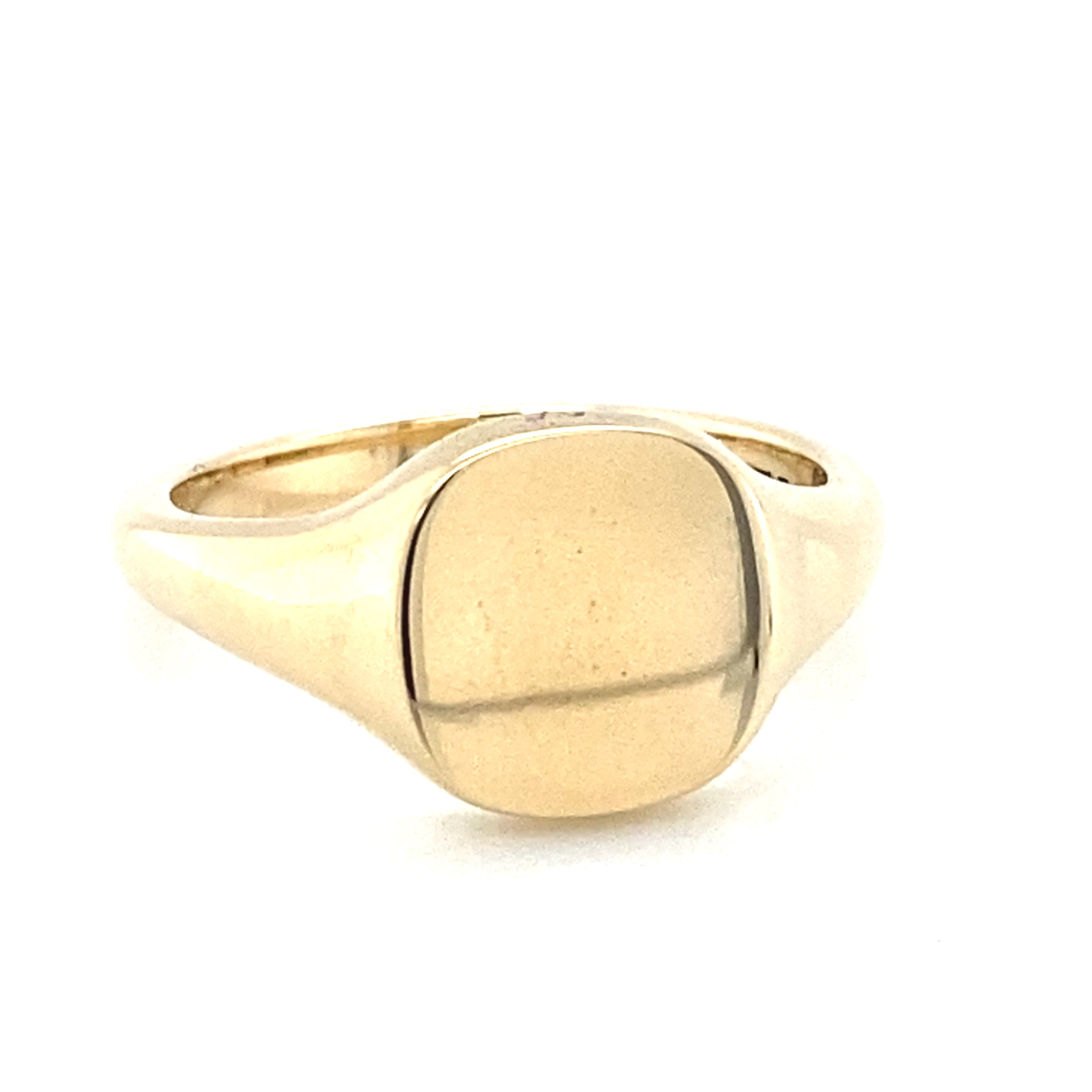 9 Carat Yellow Gold Cushion shaped Signet Ring 9mm x 8mm